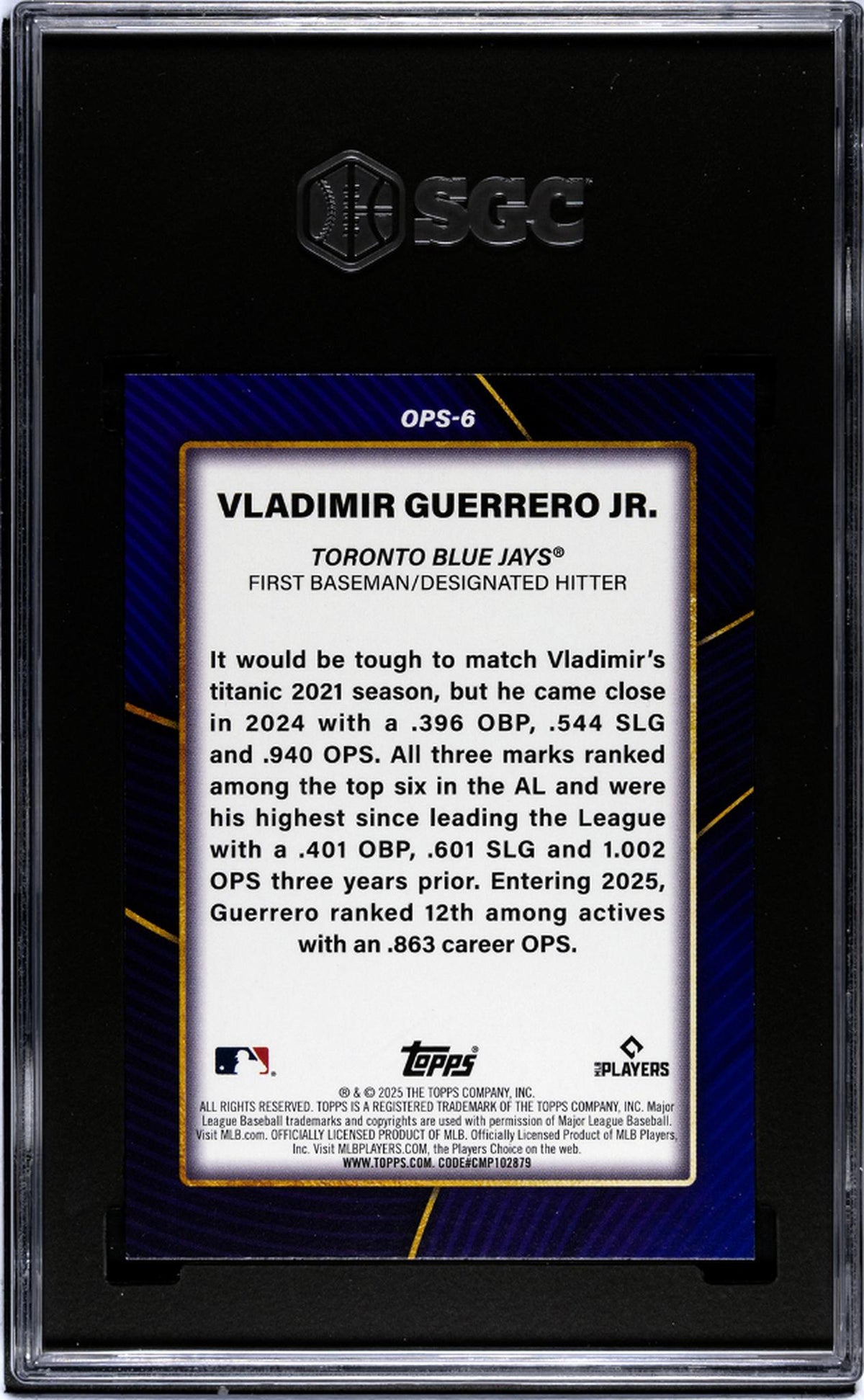 2025 Topps #OPS-6 Vladimir Guerrero Jr. Ops Leaders SGC 9