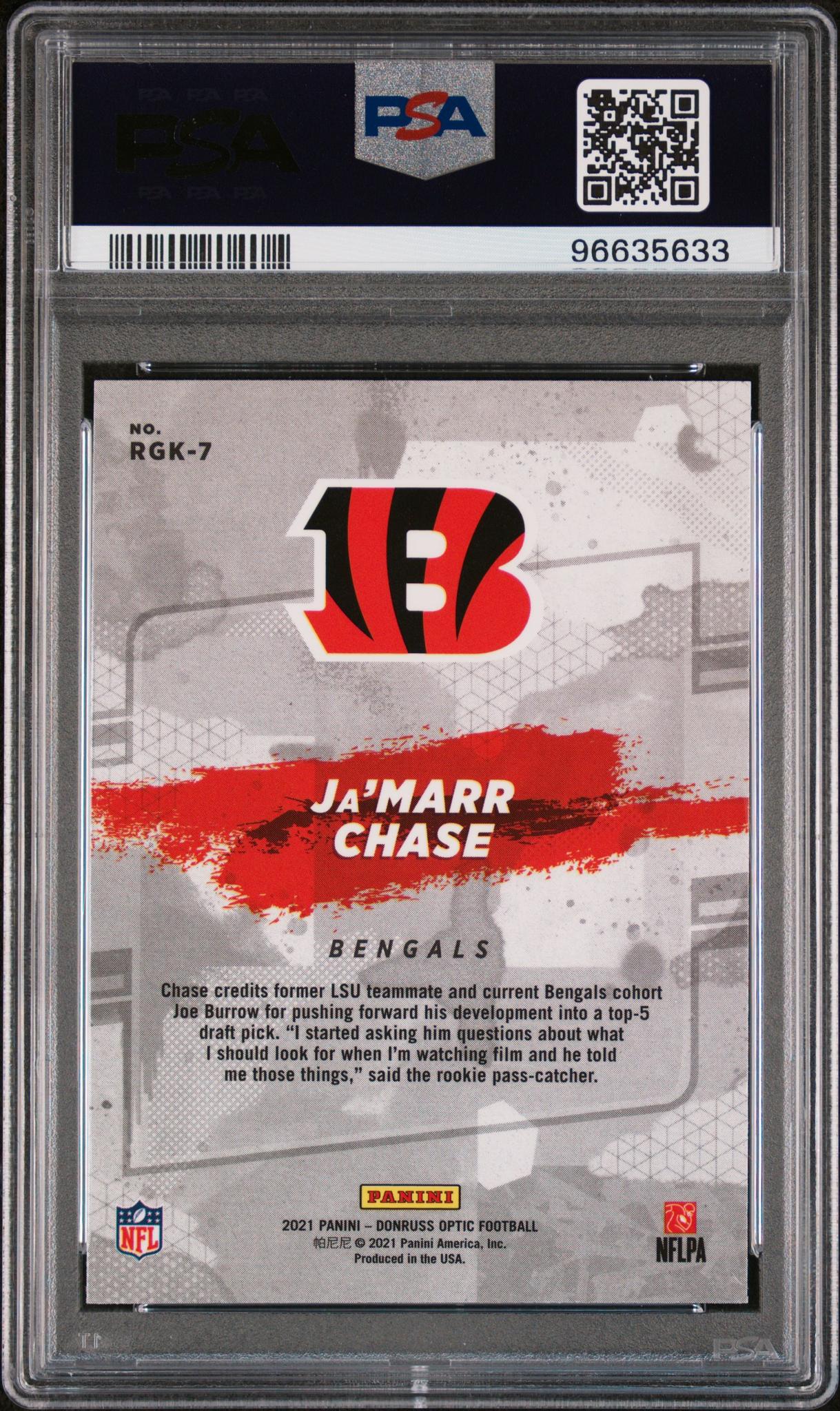 2021 Donruss Optic Rookie Gridiron Kings Ja'Marr Chase #7 PSA 10