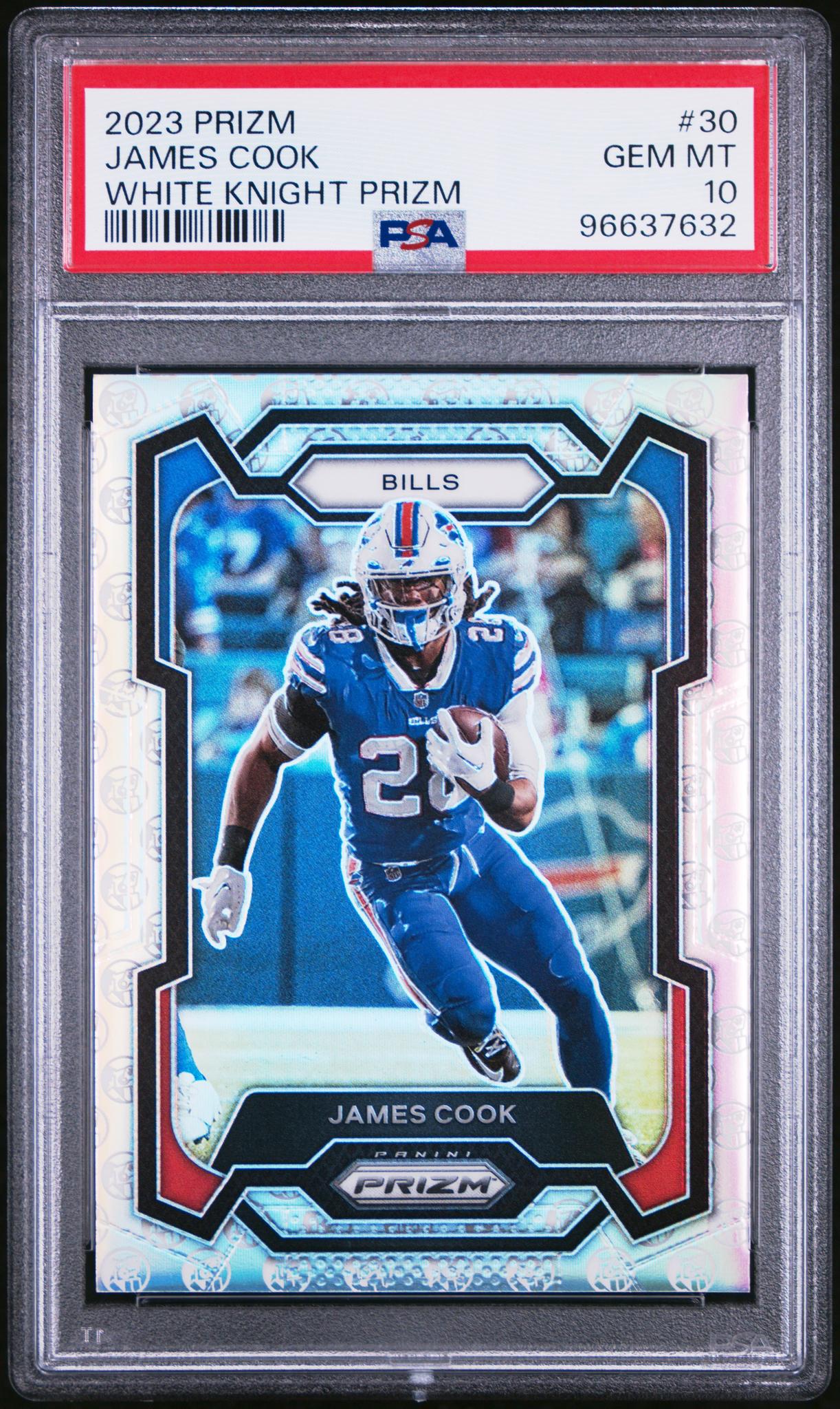 2023 Panini Prizm White Knight James Cook #30 PSA 10