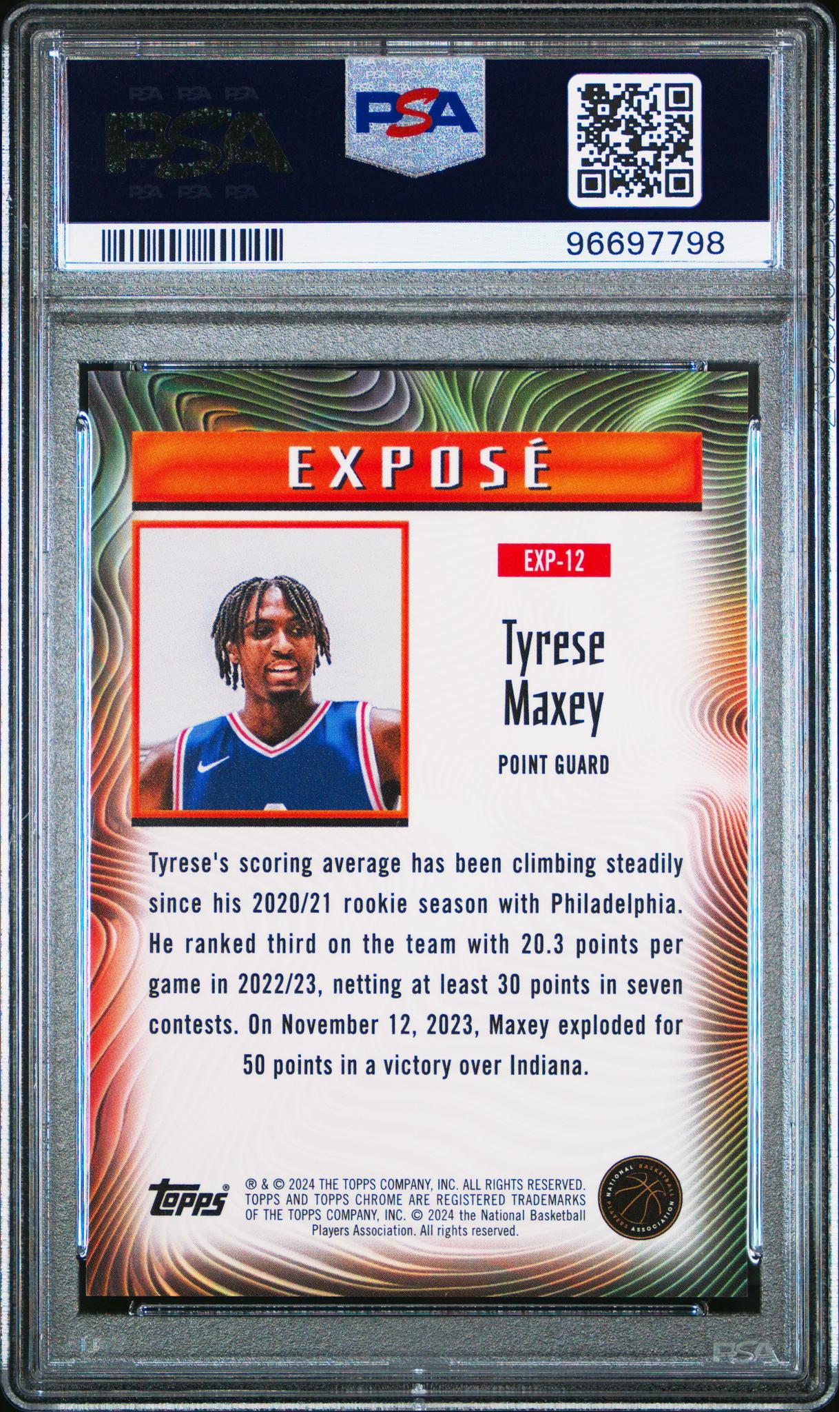 2023 Topps Chrome Expose Tyrese Maxey #EXP12 PSA 10
