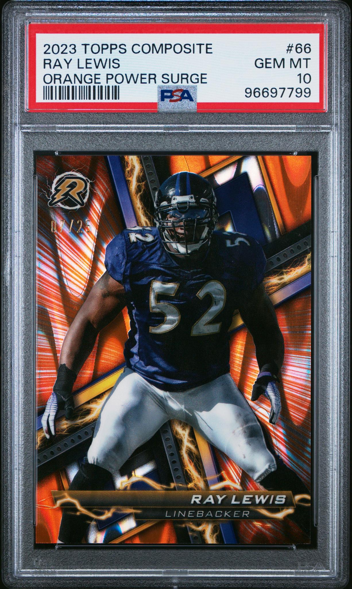 2023 Topps Composite Orange Power Surge Ray Lewis #66 /25 PSA 10