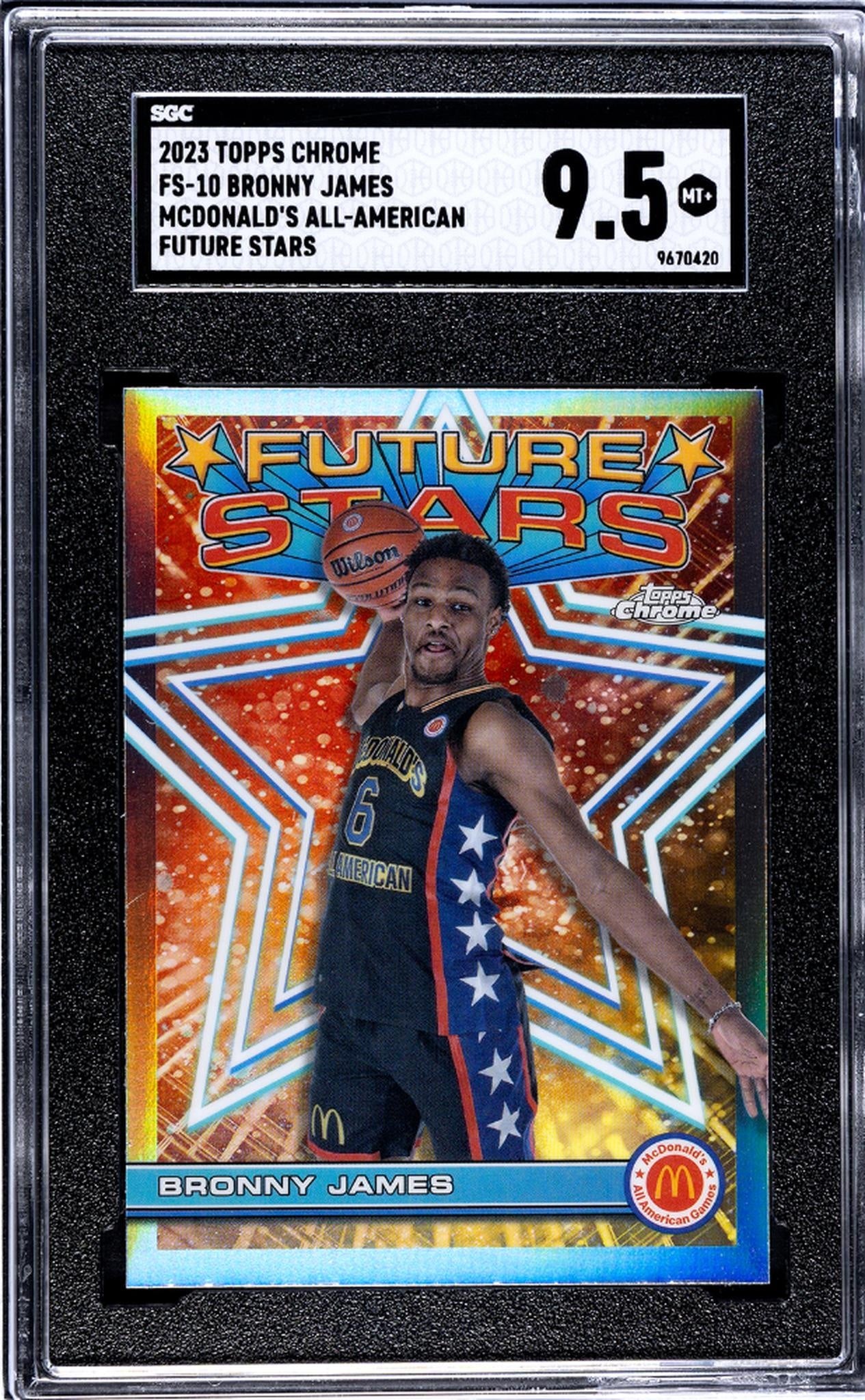 2023 Topps Chrome Mcdonald's All-American #FS-10 Bronny James Future Stars SGC 9.5