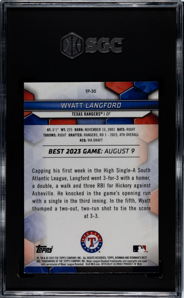 2023 Bowman's Best #TP-30 Wyatt Langford Top Prospects SGC 9.5