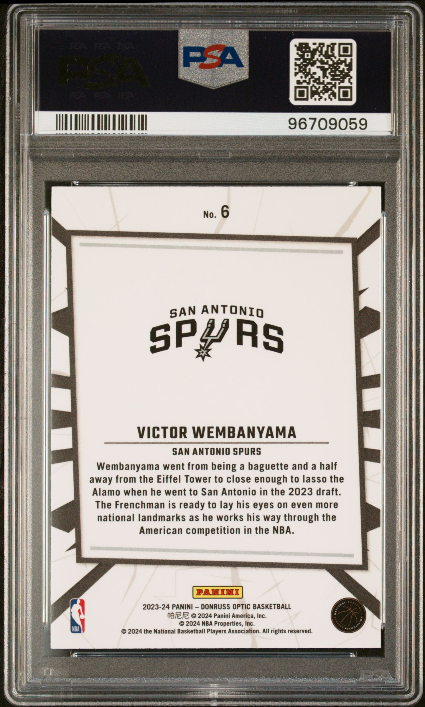 2023 Donruss Optic My House Victor Wembanyama #6 PSA 8