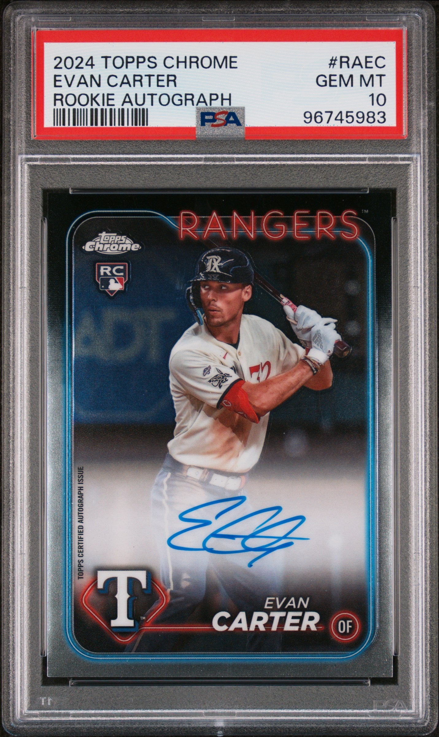 2024 Topps Chrome #RAEC Evan Carter Rookie Autograph PSA 10