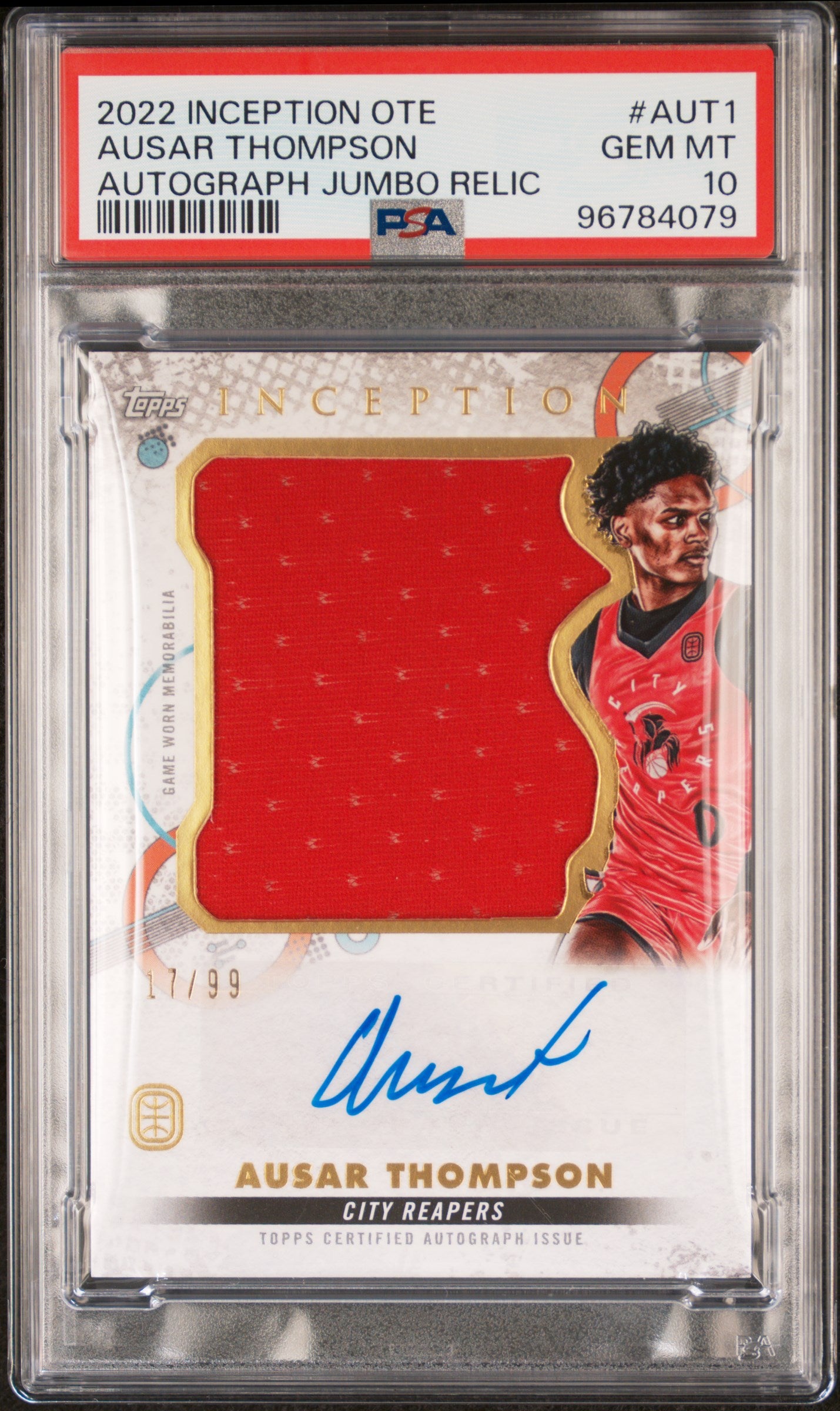 2022 Inception #AUT1 Ausar Thompson Jumbo Relic /99 PSA 10