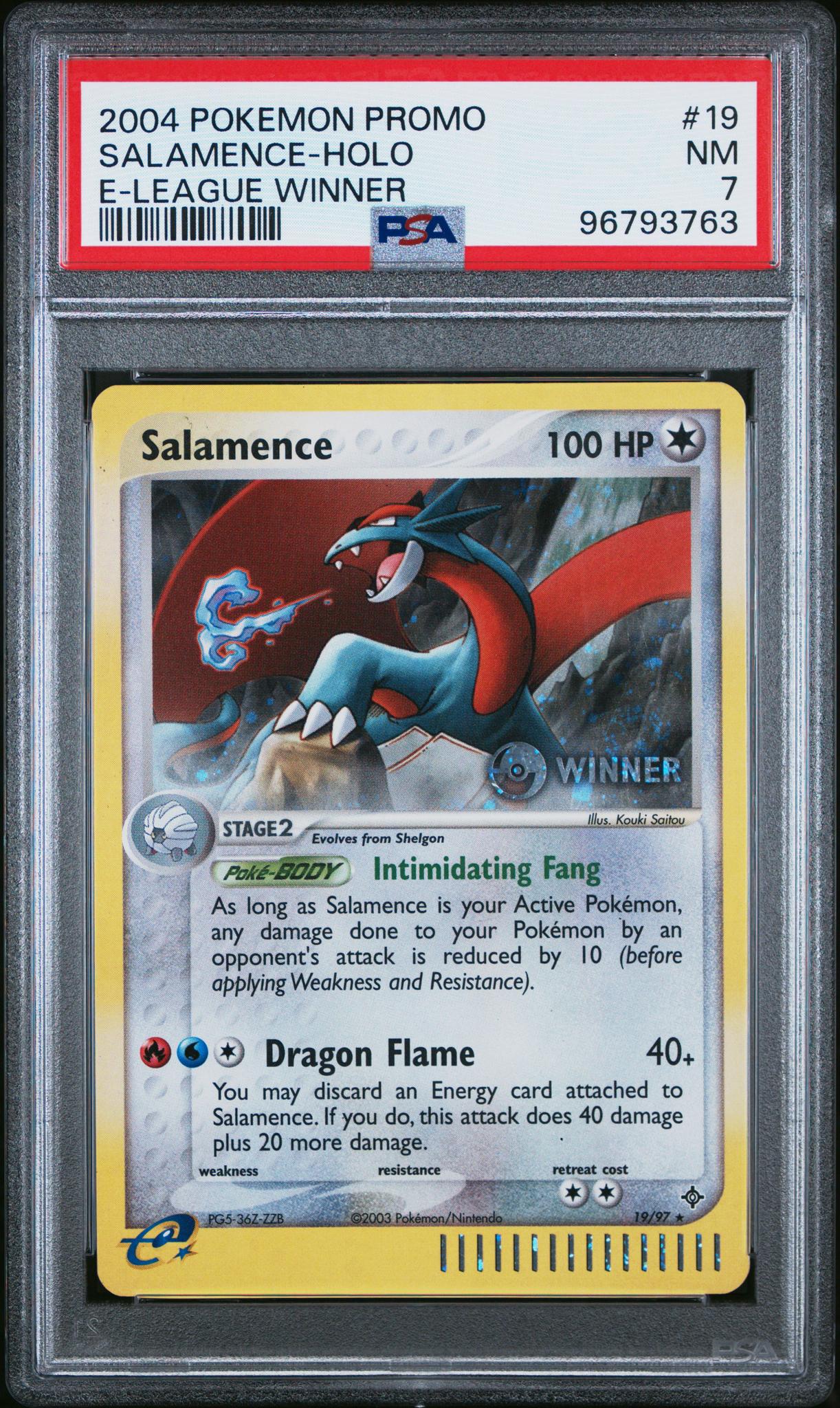 2004 Pokemon #19 Salamence E-League Winner PSA 7