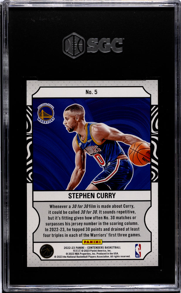 2022-23 Panini Contenders Game Night Ticket Stephen Curry #5 SGC 10