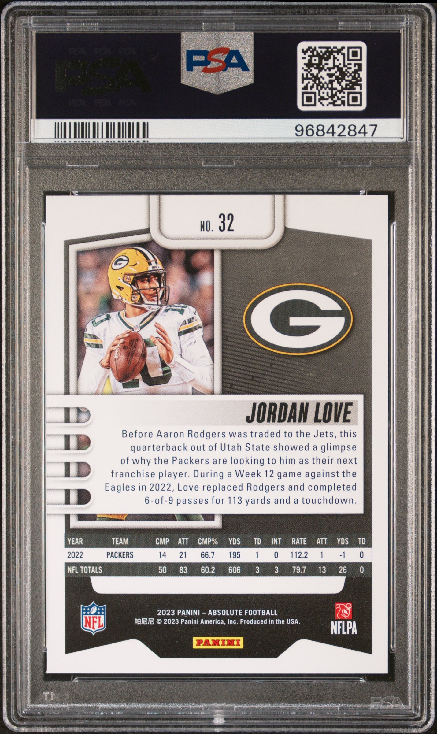 2023 Panini Absolute Football Jordan Love #32 PSA 10