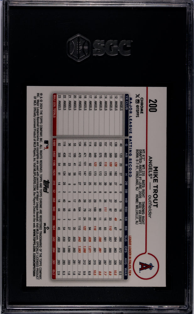 2024 Topps Chrome #200 Mike Trout Xfractor SGC 9.5