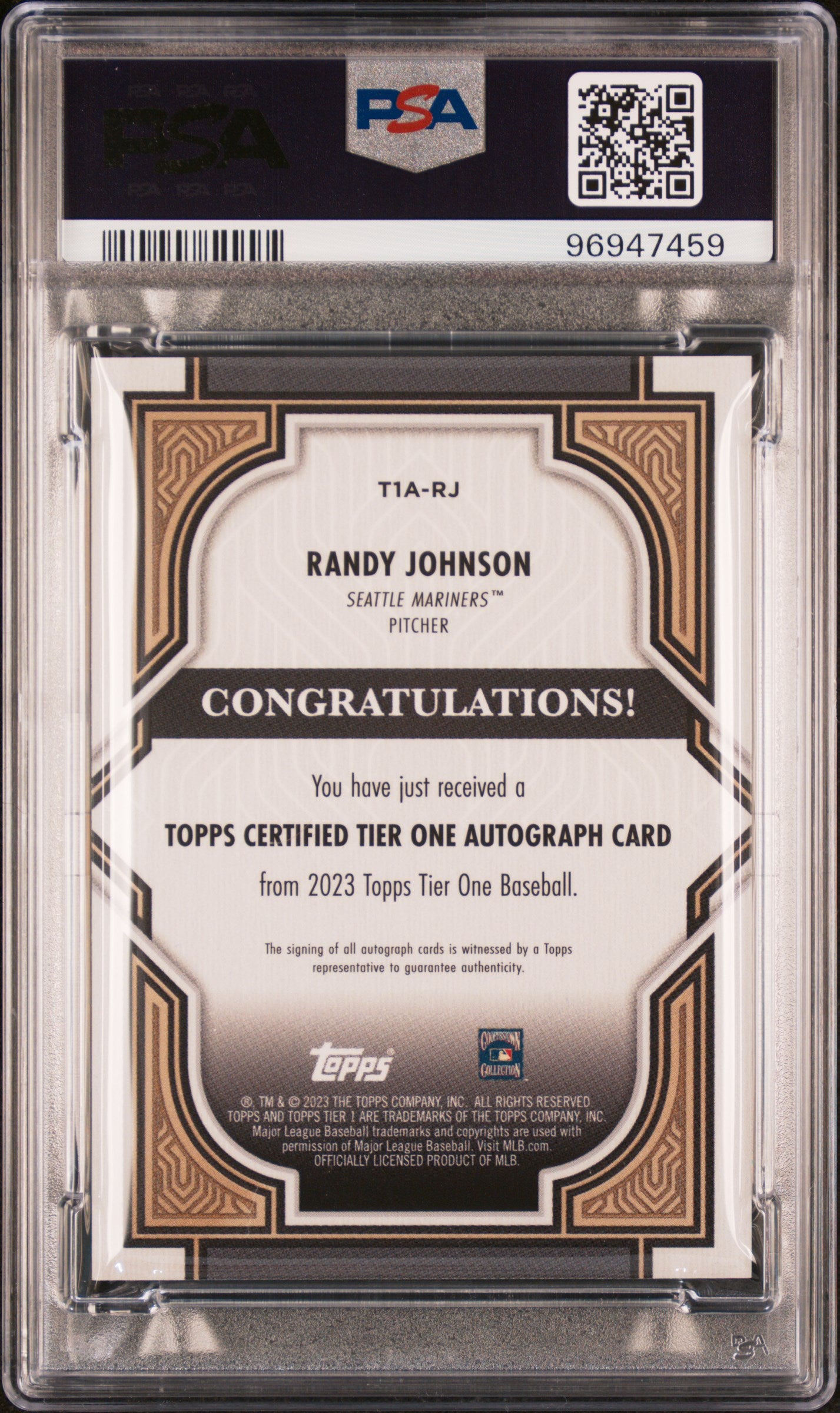 2023 Topps Tier One Randy Johnson #T1ARJ Auto /75 PSA 10