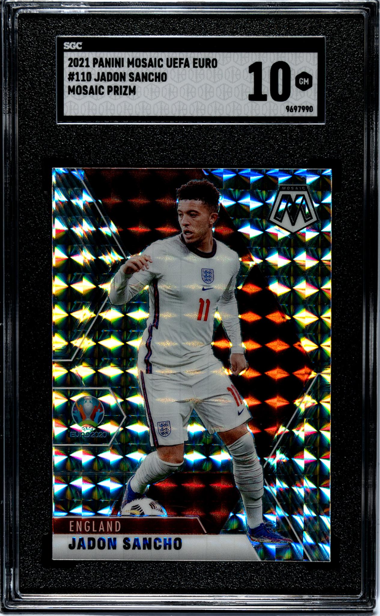 2021 Panini Mosaic Uefa Euro #110 Jadon Sancho Mosaic Prizm SGC 10