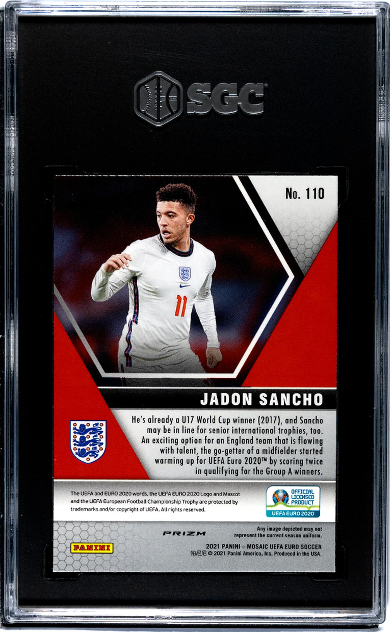 2021 Panini Mosaic Uefa Euro #110 Jadon Sancho Mosaic Prizm SGC 10