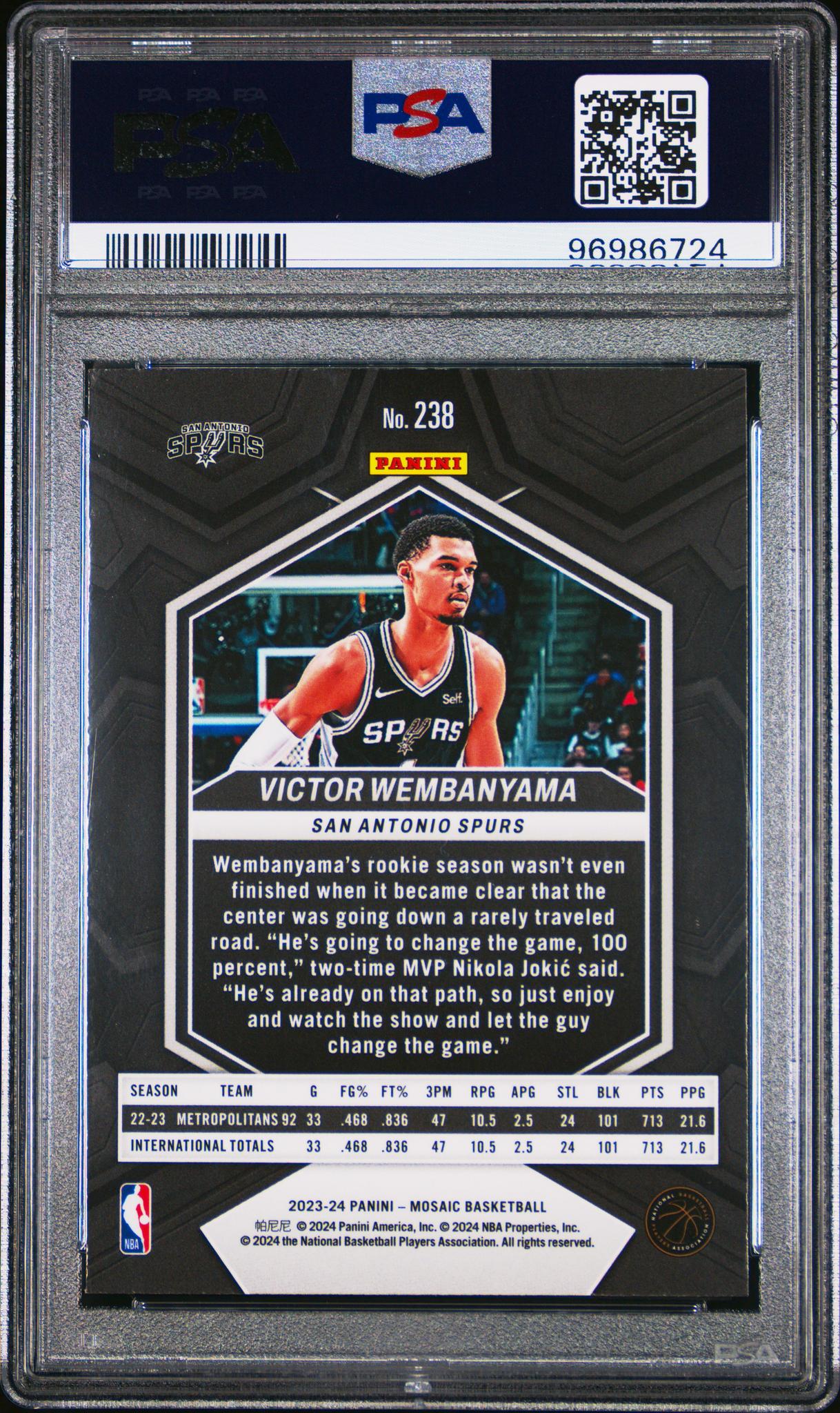 2023 Panini Mosaic Victor Wembanyama #238 PSA 10
