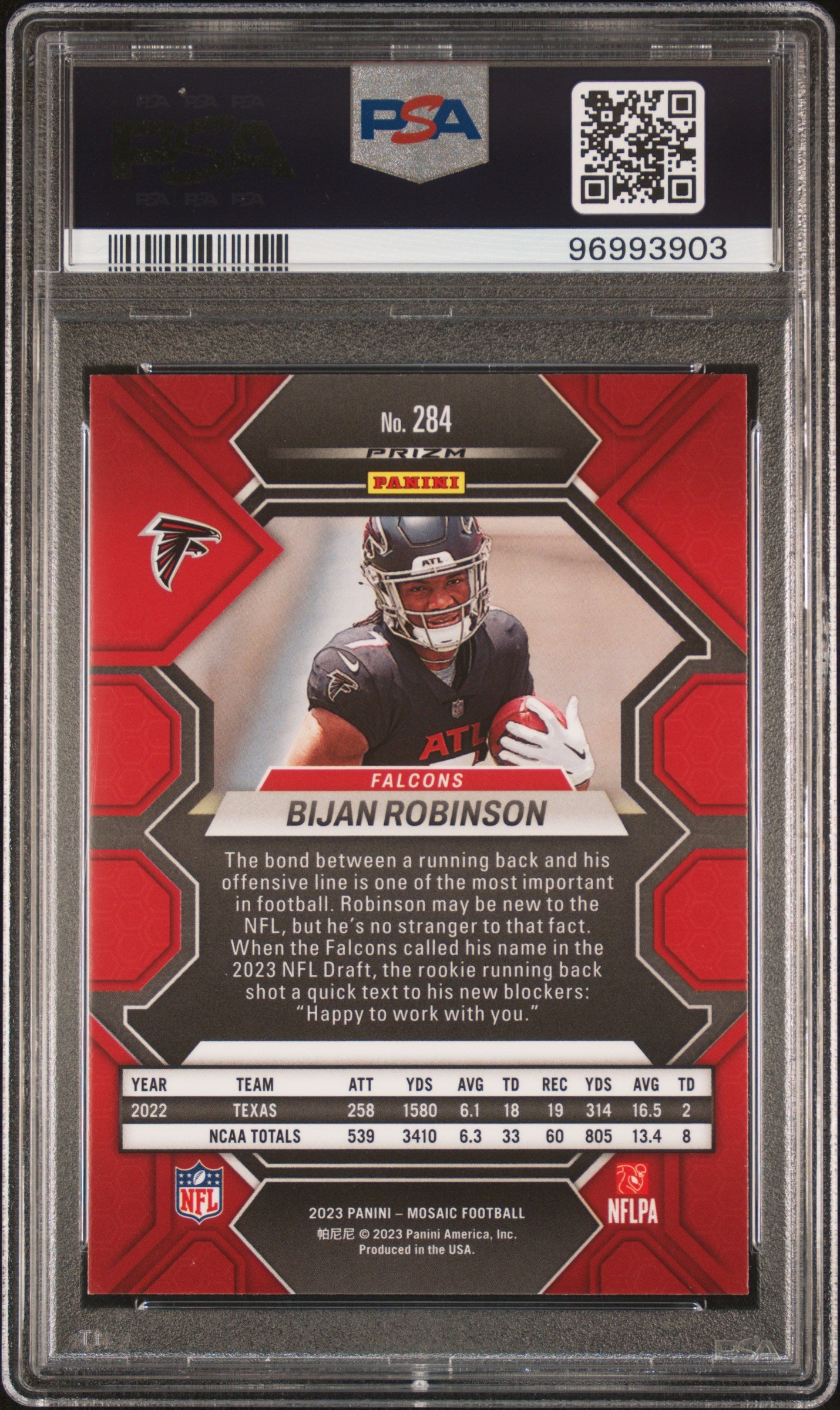 2023 Panini Mosaic Mosaic Bijan Robinson #284 RC PSA 9