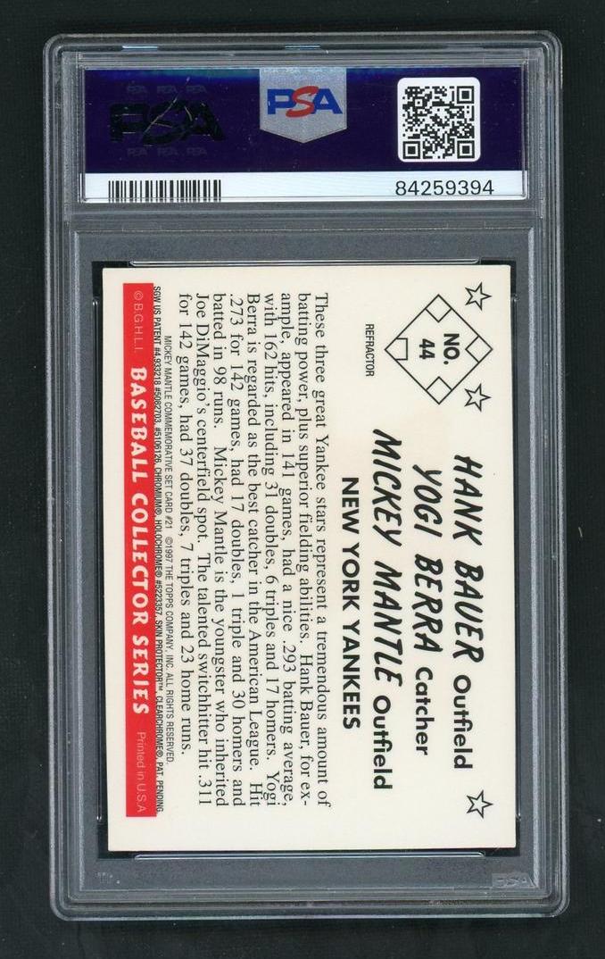 1997 Topps Mantle Finest Refractor,W/Coating 1953 Bowman Reprint #21 PSA 7