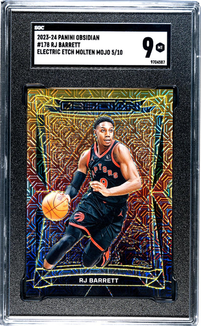 2023-24 Panini Obsidian RJ Barrett #178 Electric Etch Molten Mojo /10 SGC 9