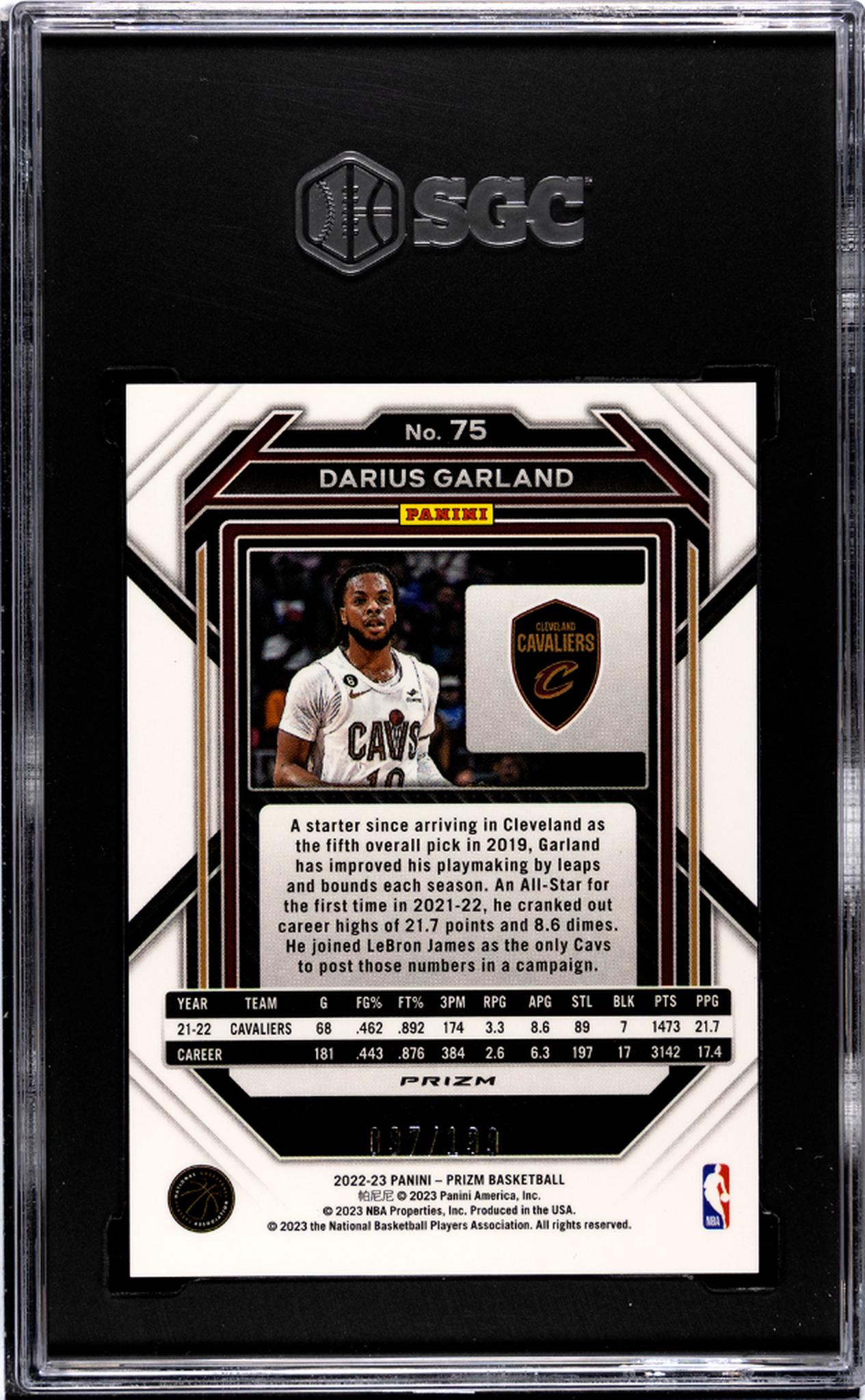 2022 Prizm #75 Darius Garland /199 SGC 10