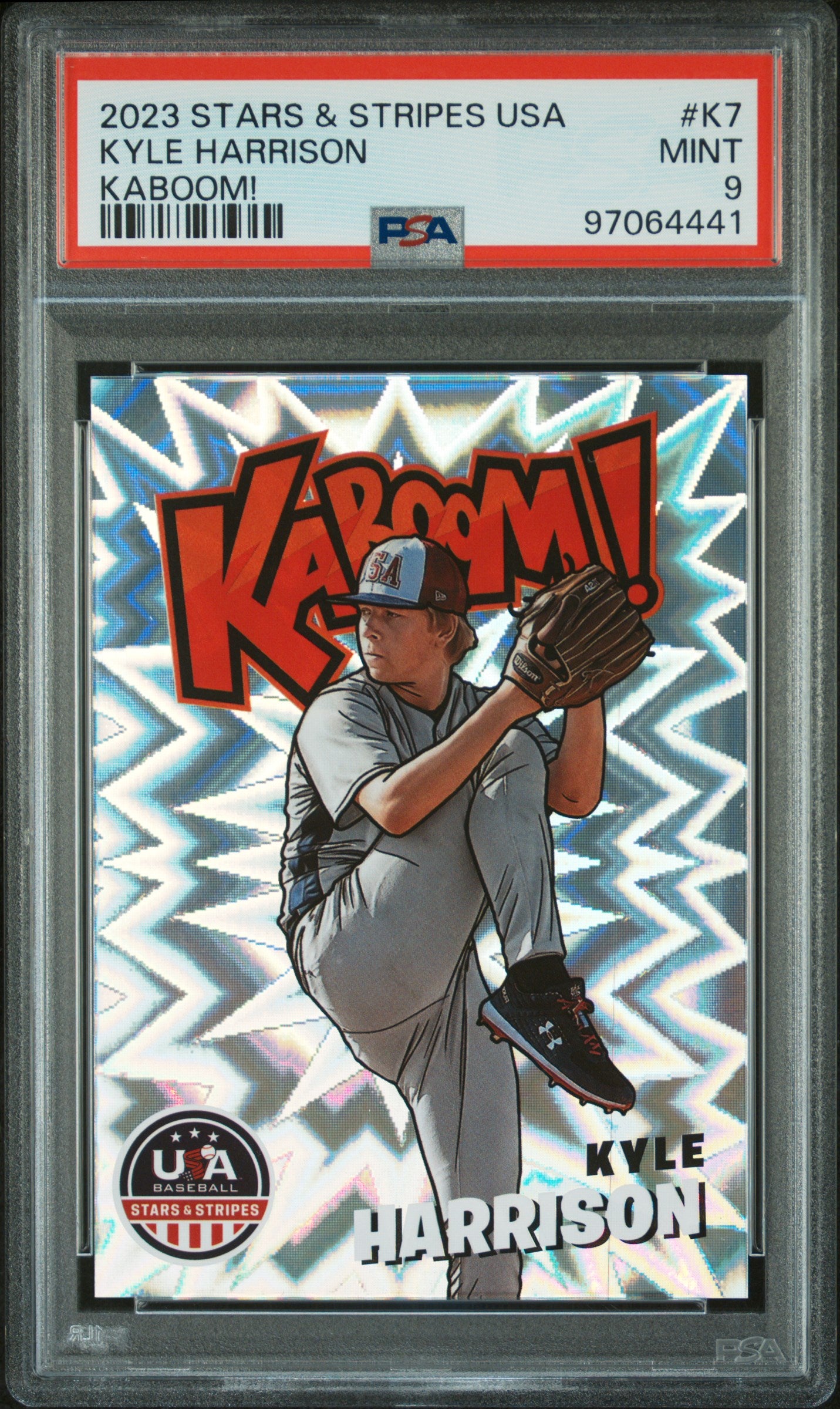2023 Panini Stars & Stripes USA Kaboom! #K7 Kyle Harrison PSA 9