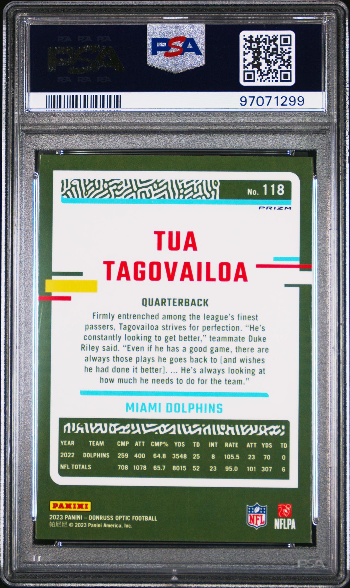 2023 Panini Donruss Optic Rocket Tua Tagovailoa #118 PSA 10