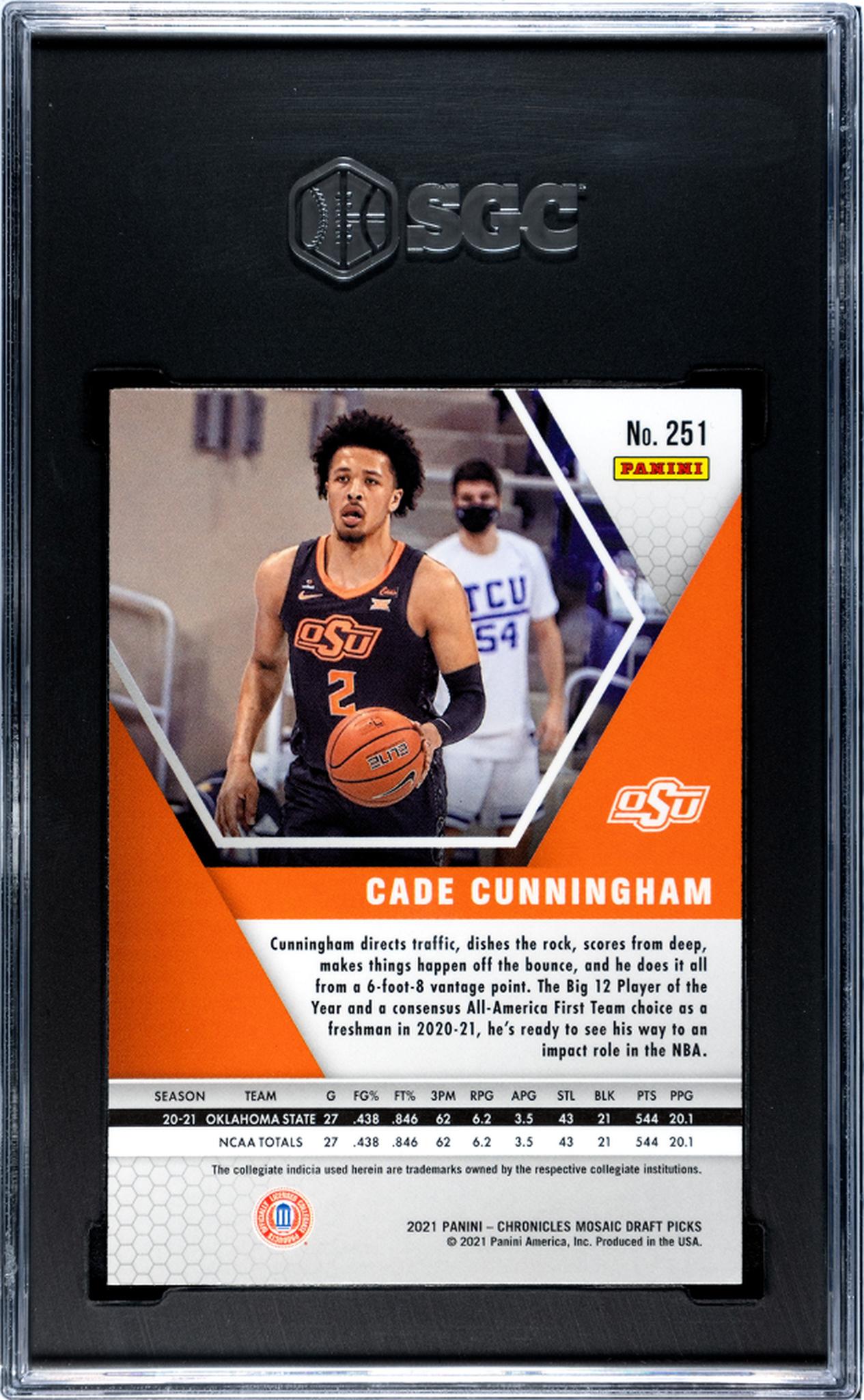 2021-22 Panini Chronicles Draft Picks #251 Cade Cunningham Mosaic SGC 8.5