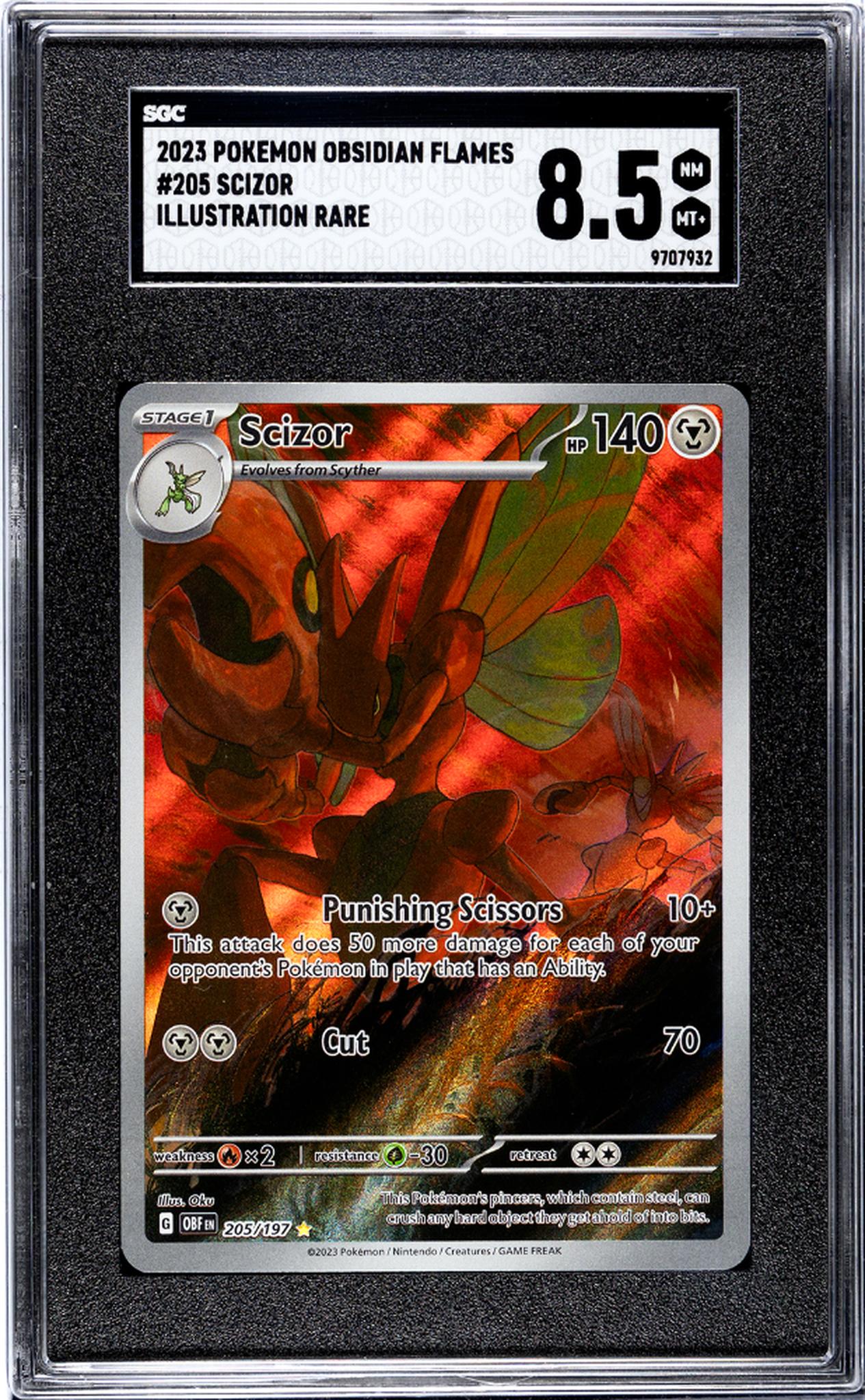 2023 Pokémon Scarlet & Violet Obsidian Flames Scizor #205/197 SGC 8.5