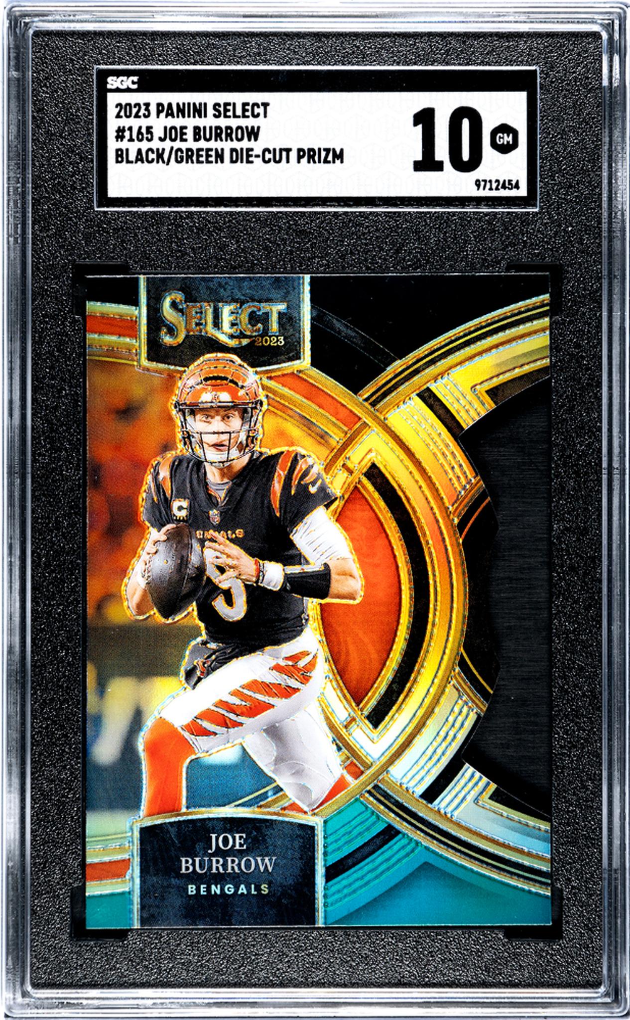 2023 Panini Select #165 Joe Burrow Black/Green Die-Cut Prizm SGC 10