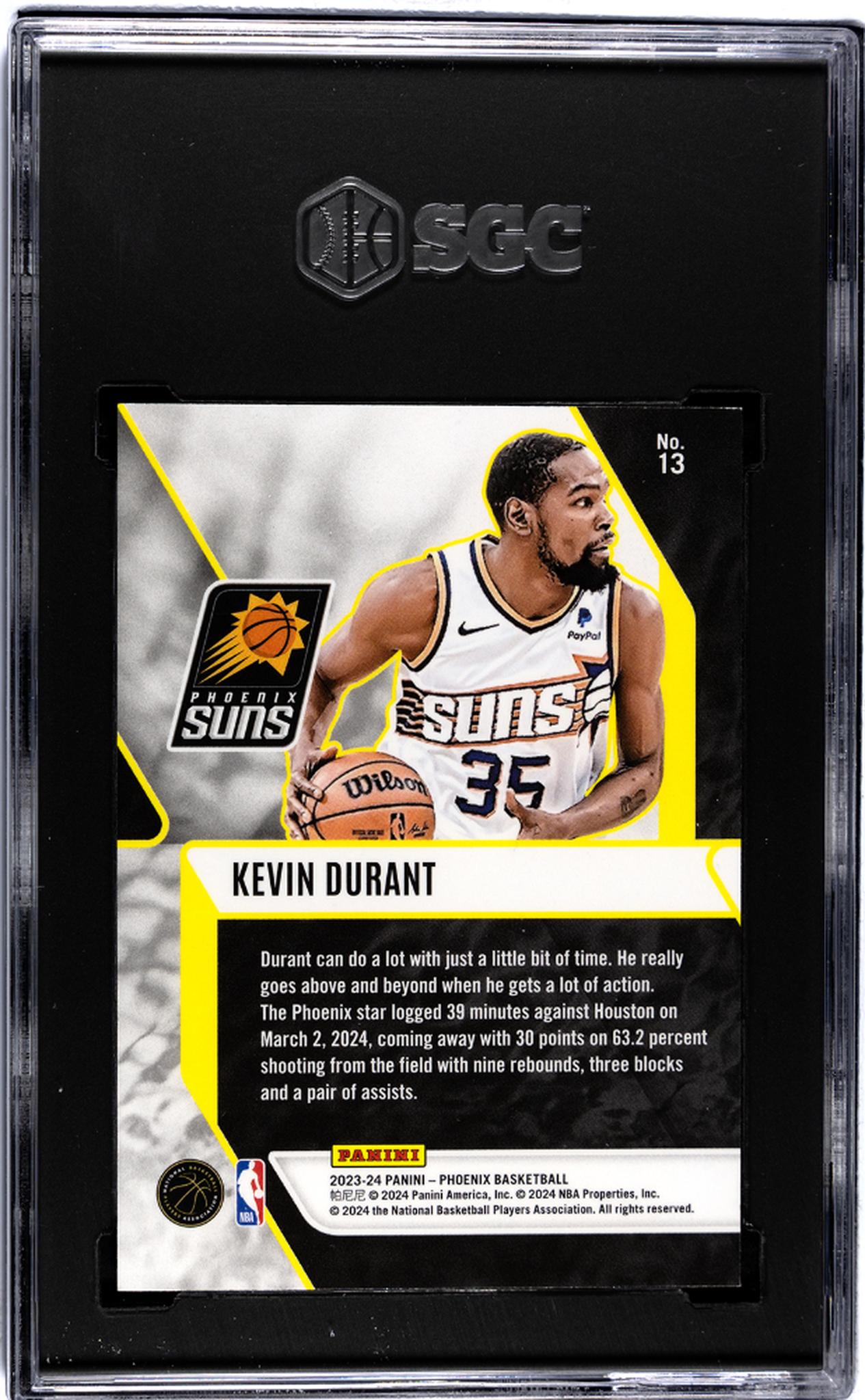 2023-24 Panini Phoenix #13 Kevin Durant Fade To Black Red Ice SGC 9.5