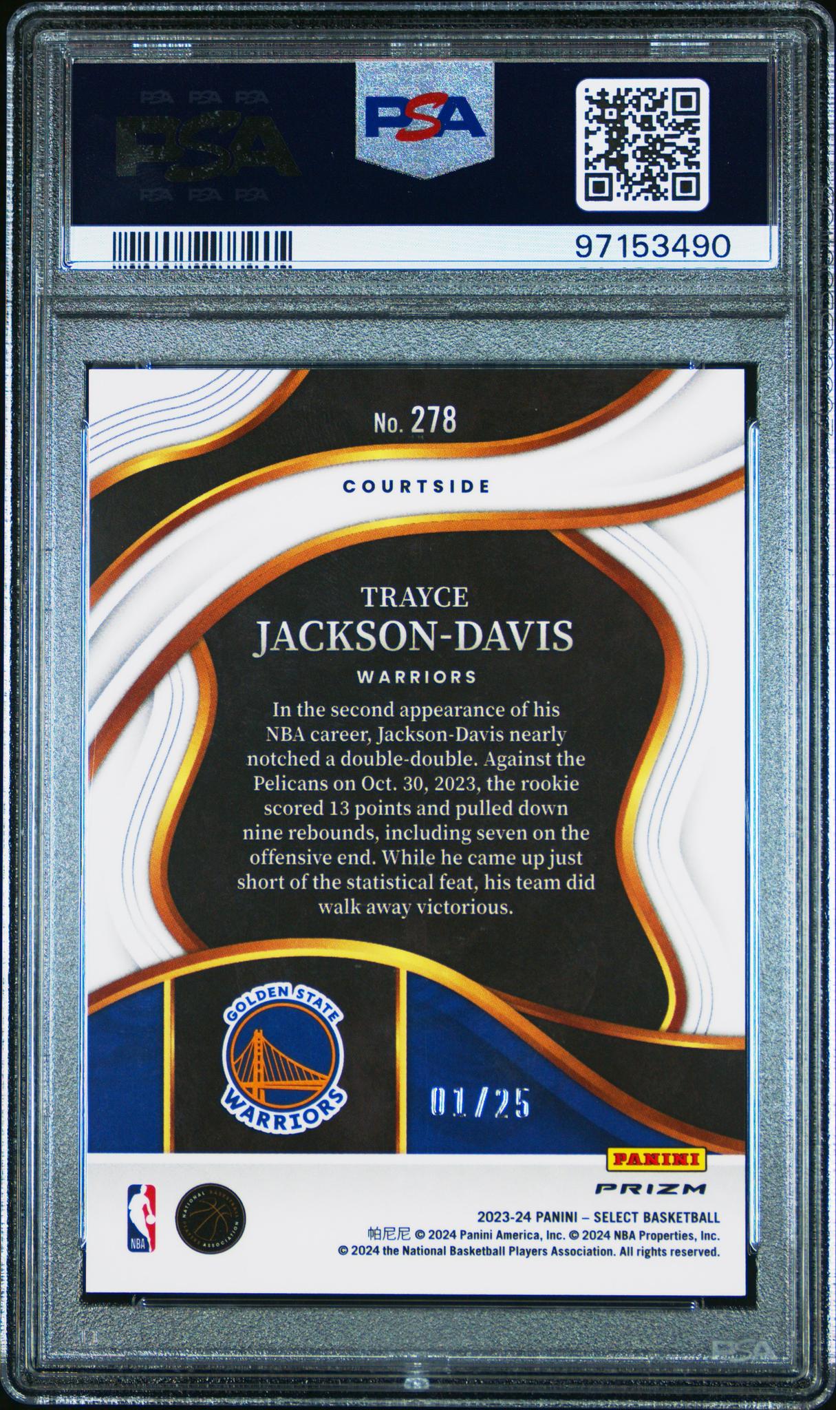 2023 Panini Select Tie-Dye Prizm Trayce Jackson-Davis #278 RC 01/25 PSA 10