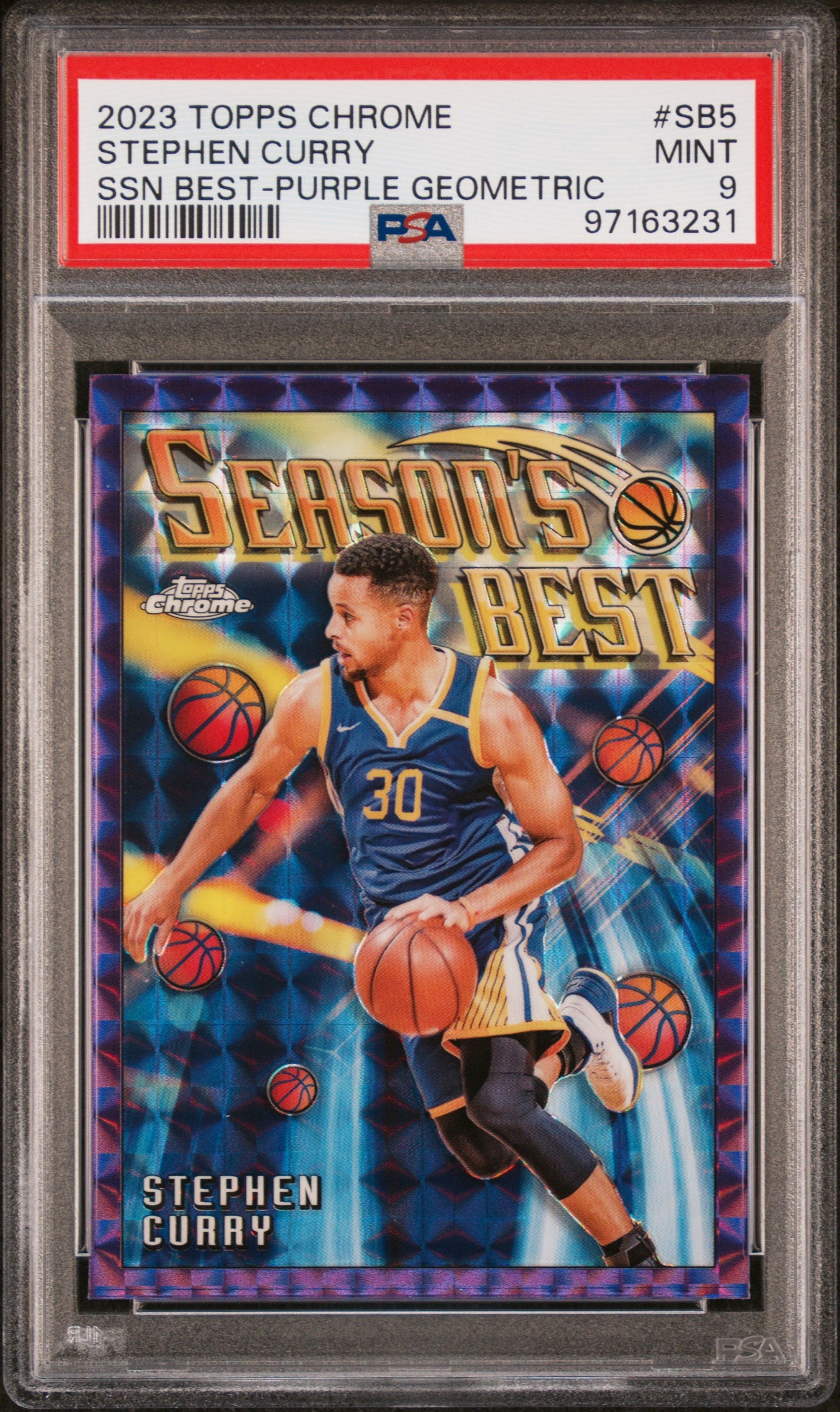 2023 Topps Chrome Season's Best Purple Geometric Stephen Curry #SB5 PSA 9