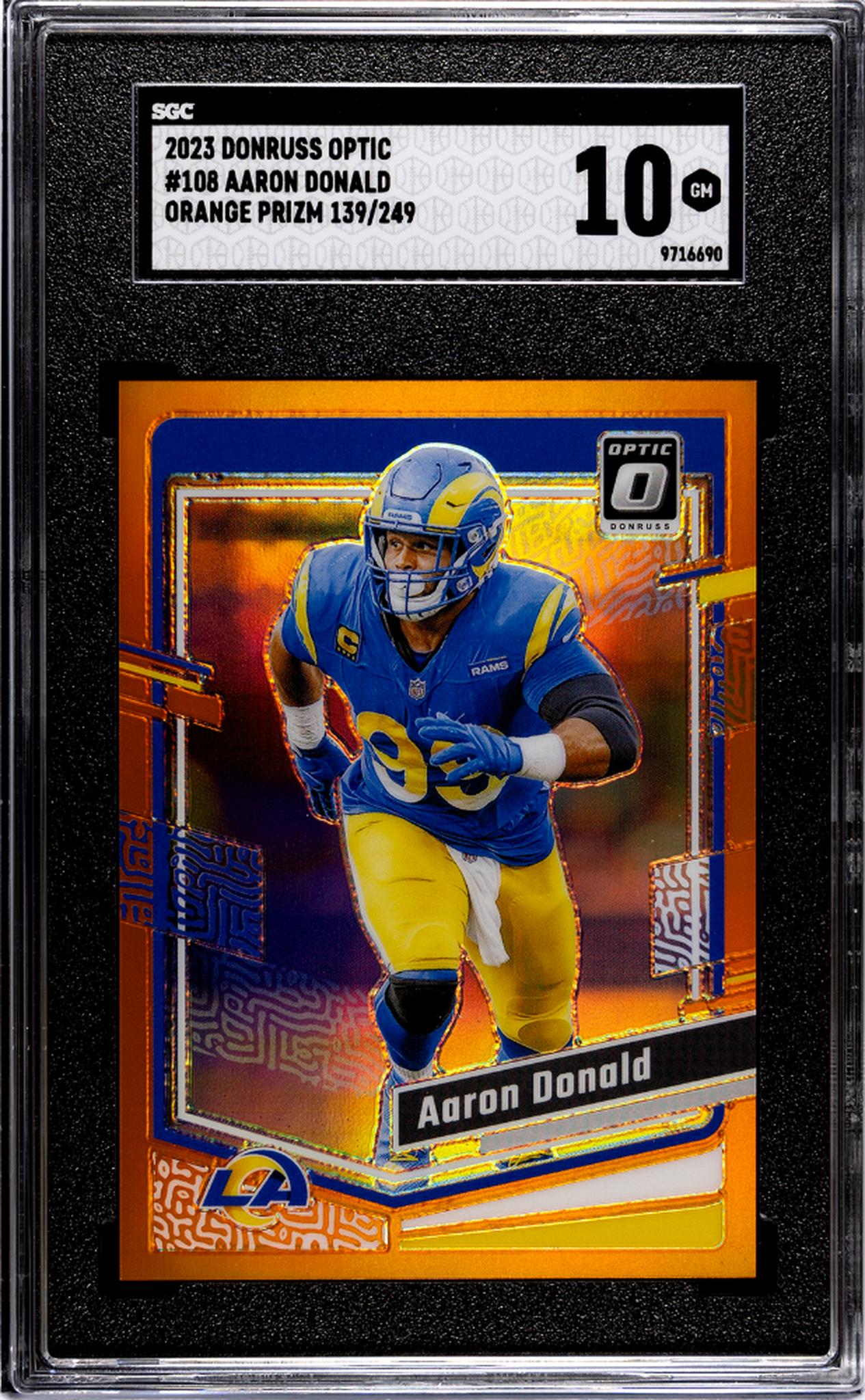 2023 Panini Donruss Optic Orange Prizm Aaron Donald #108 /249 SGC 10