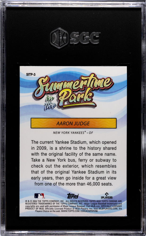 2024 Topps Chrome #SITP-3 Aaron Judge Summertime in the Park SGC 9.5