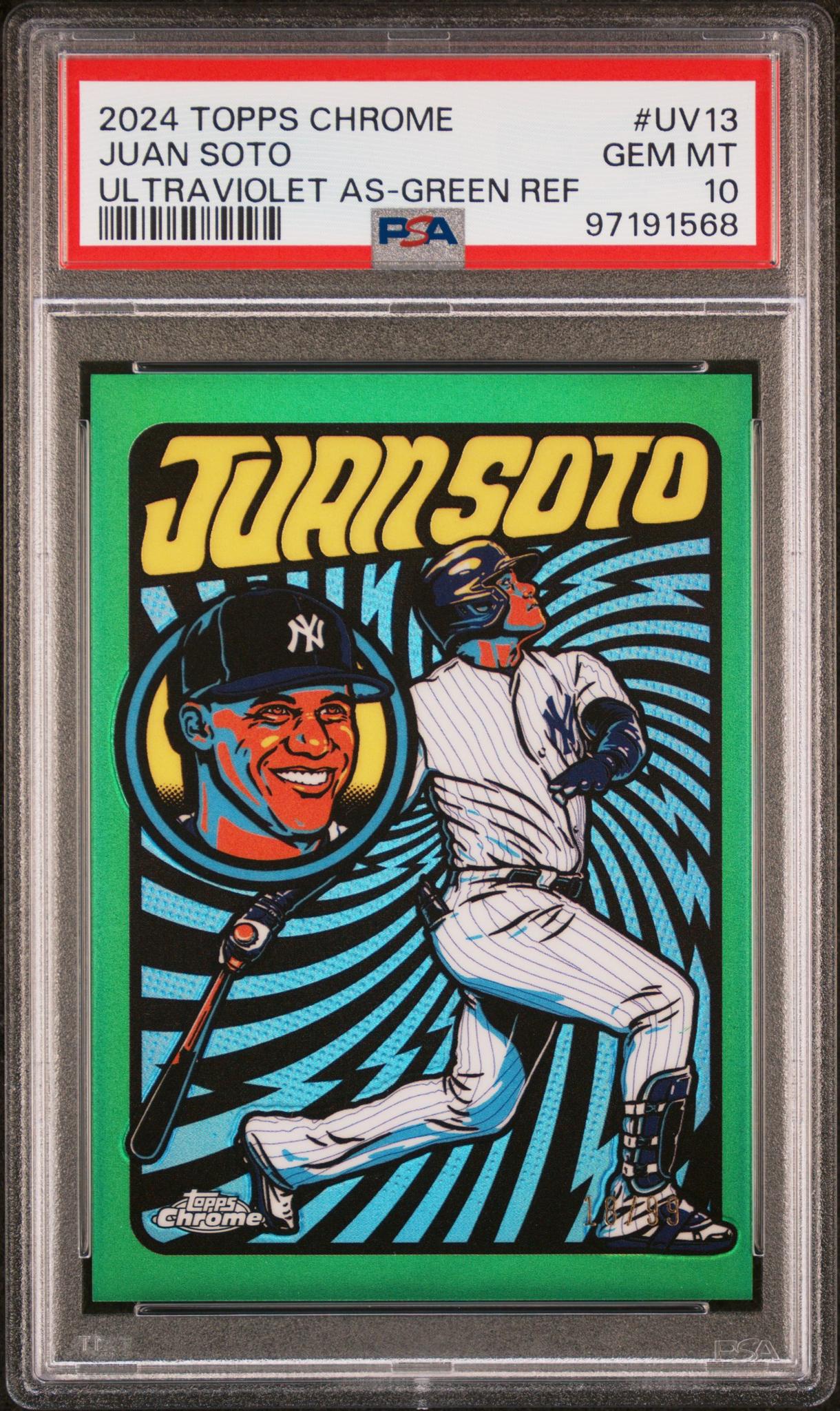 2024 Topps Chrome Ultraviolet All-Stars Green Refractor Juan Soto #UV13 PSA 10