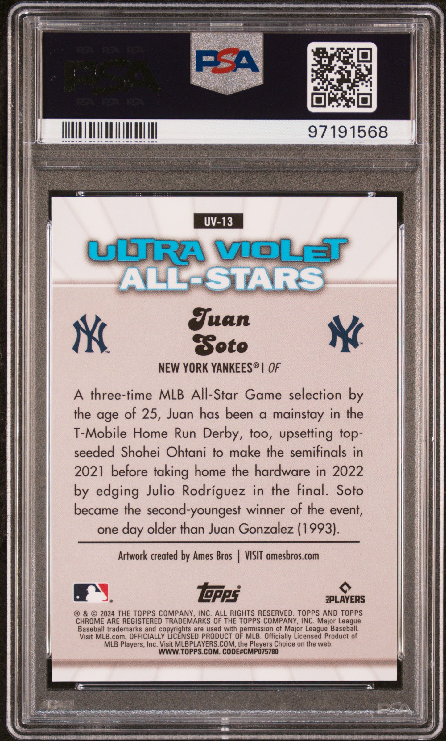 2024 Topps Chrome Ultraviolet All-Stars Green Refractor Juan Soto #UV13 PSA 10