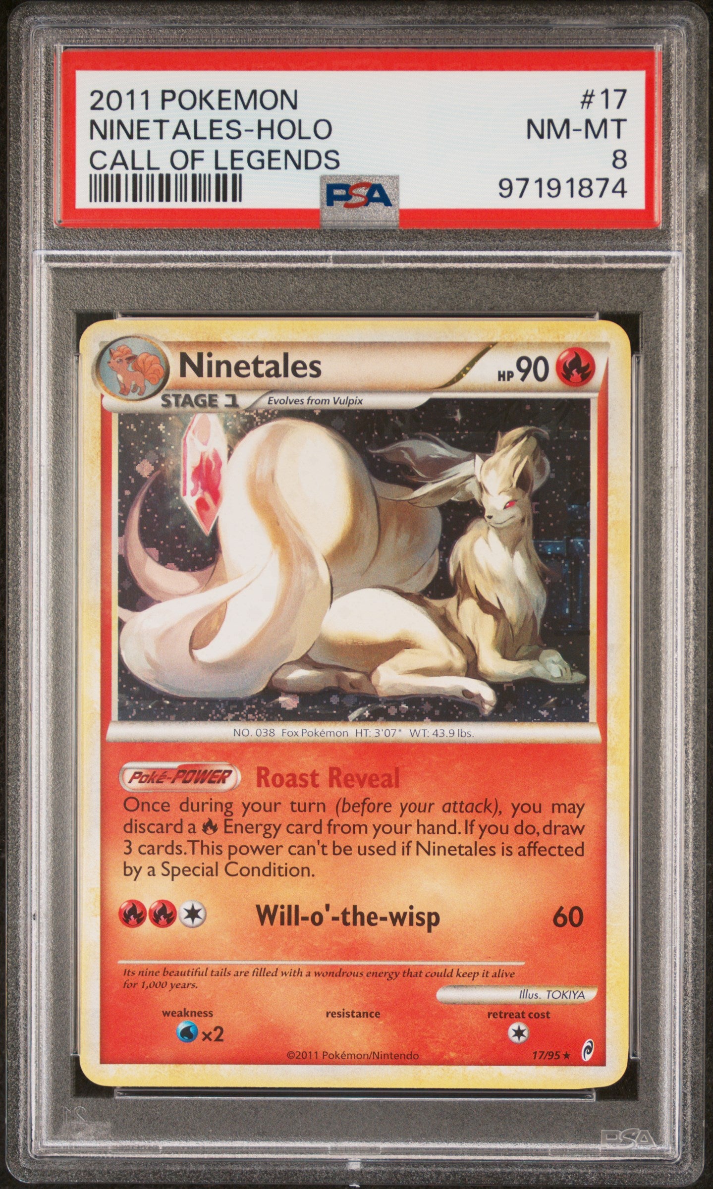 2011 Pokemon Call of Legends Holo Ninetales #17 PSA 8