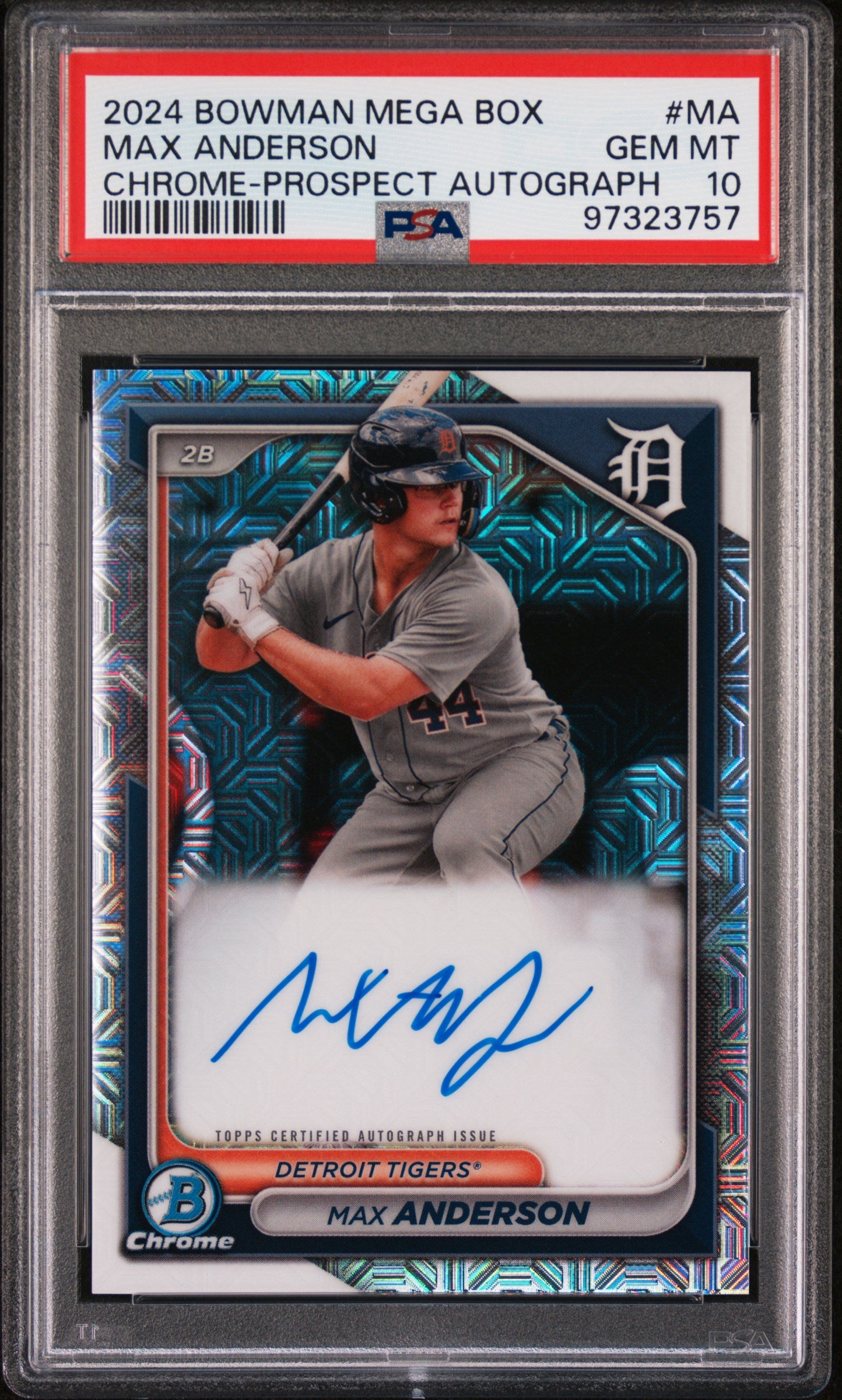 2024 Bowman Mega Box Chrome Bowman Prospect Mega Autographs #MA Max Anderson Chrome-Prospect Autograph PSA 10