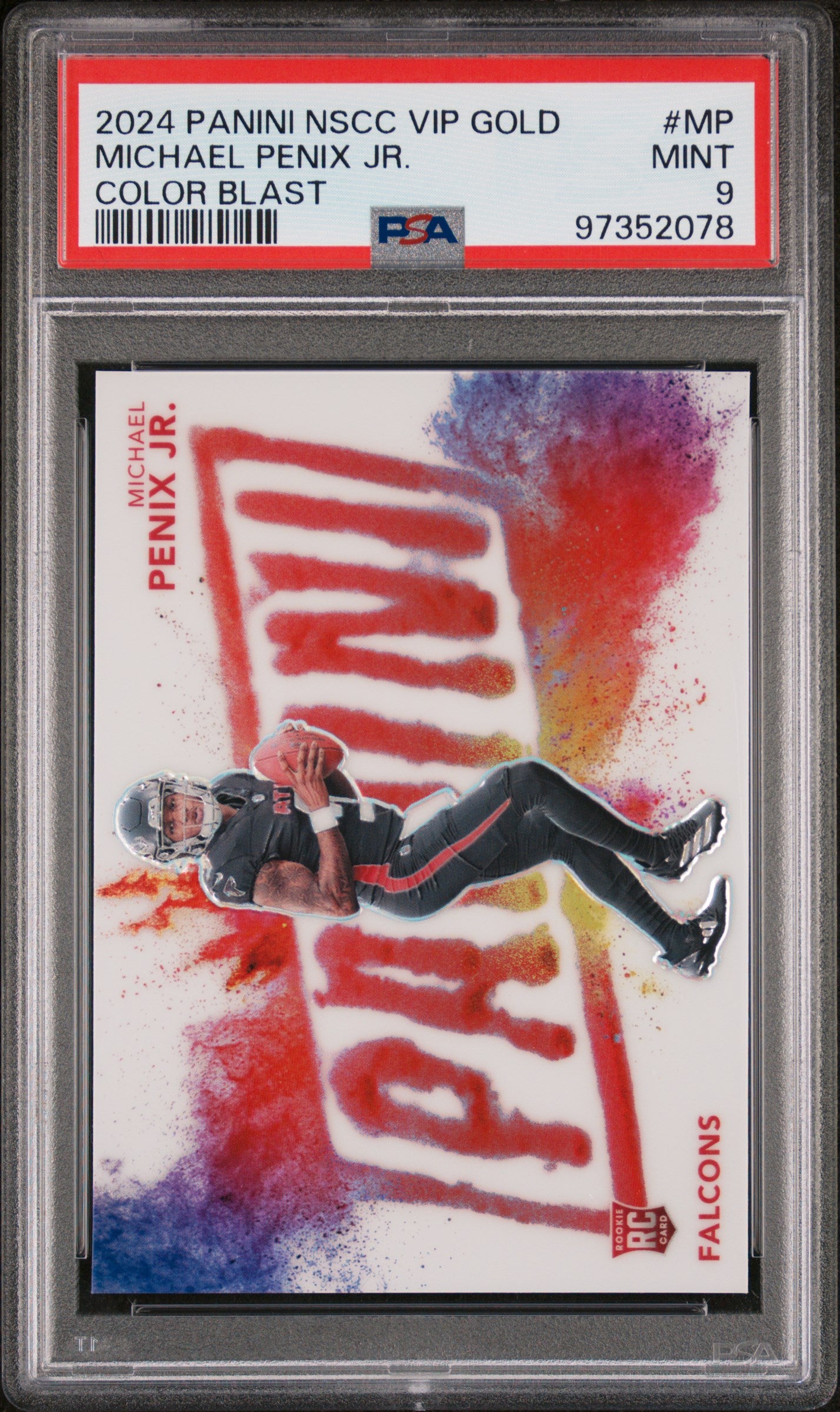 2024 Panini Prizm #MP Michael Penix Jr. Color Blast VIP Rookie /44 PSA 9