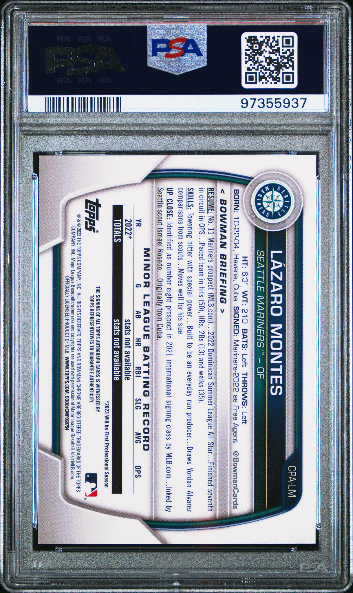 2023 Bowman Chrome Prospect Auto Lazaro Montes #CPA-LM PSA 9