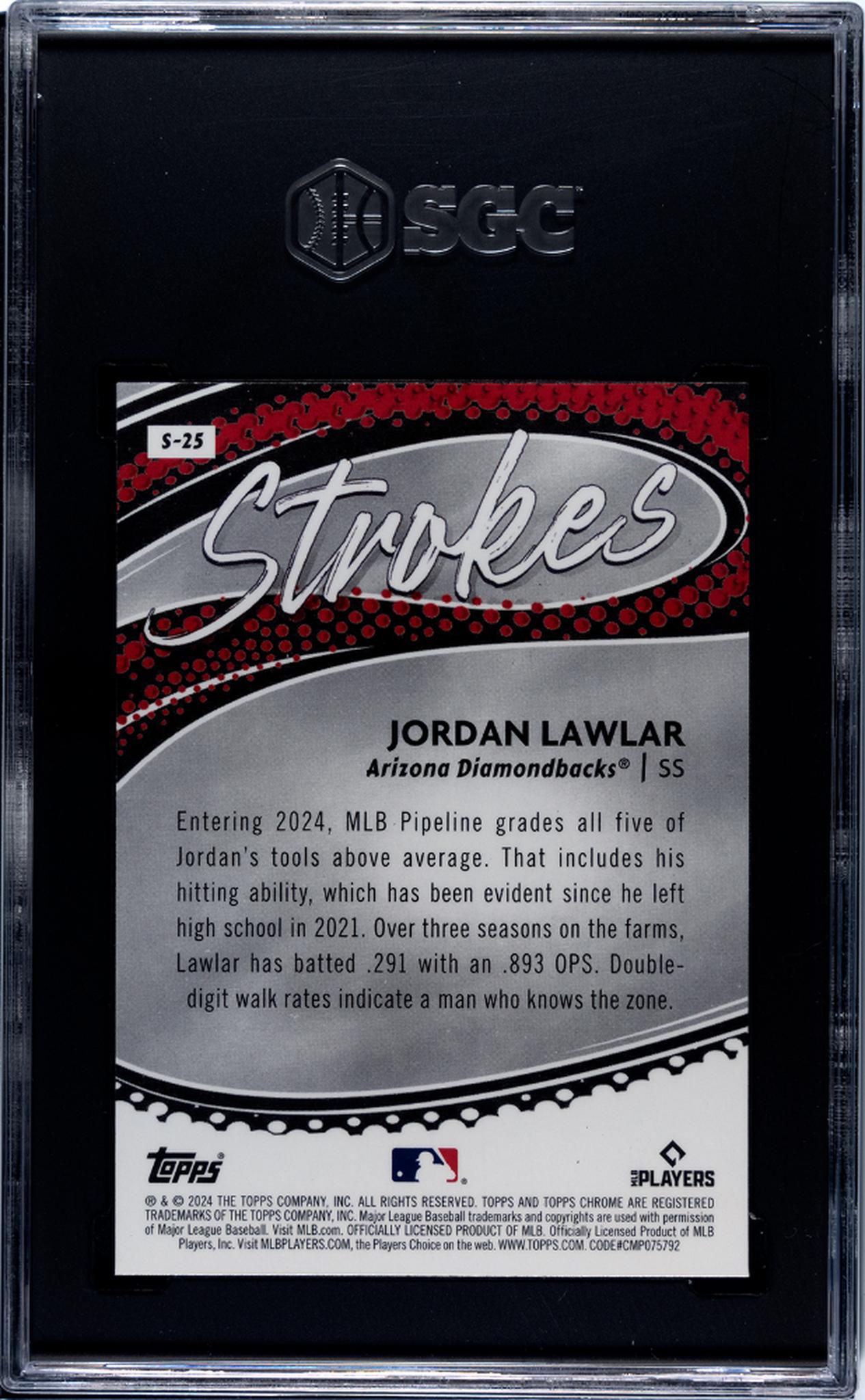 2024 Topps Chrome Strokes Jordan Lawlar #S-25 RC SGC 9