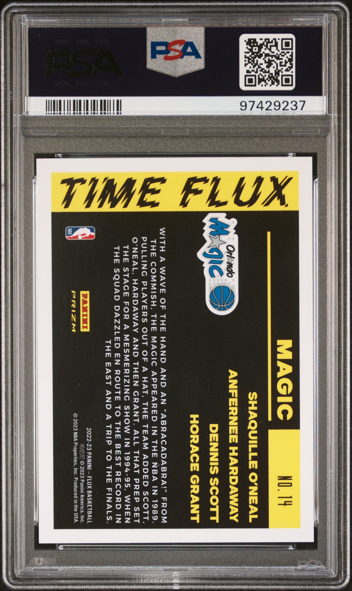 2022 Panini Flux Time Flux Anfernee Hardaway/Dennis Scott/Horace Grant/Shaquille O'Neal #14 PSA 10