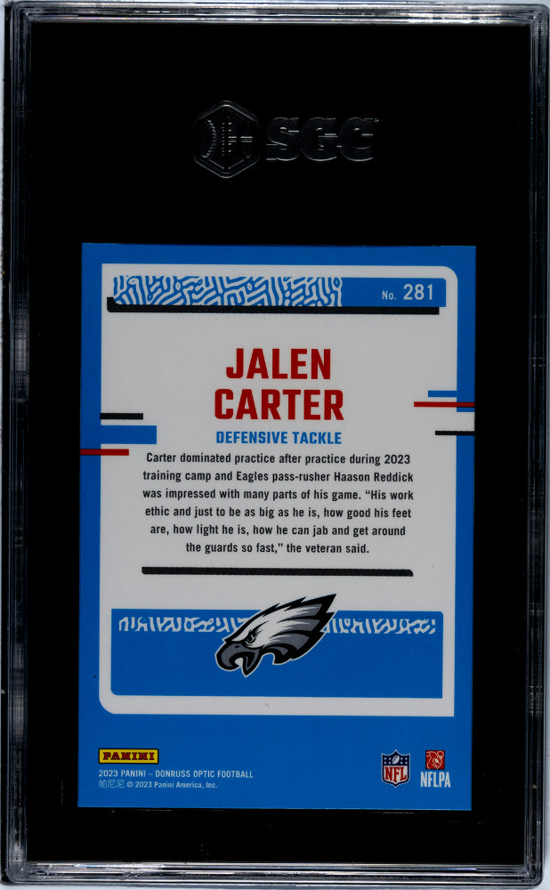 2023 Panini Donruss Optic #281 Jalen Carter Rated Rookie  SGC 10