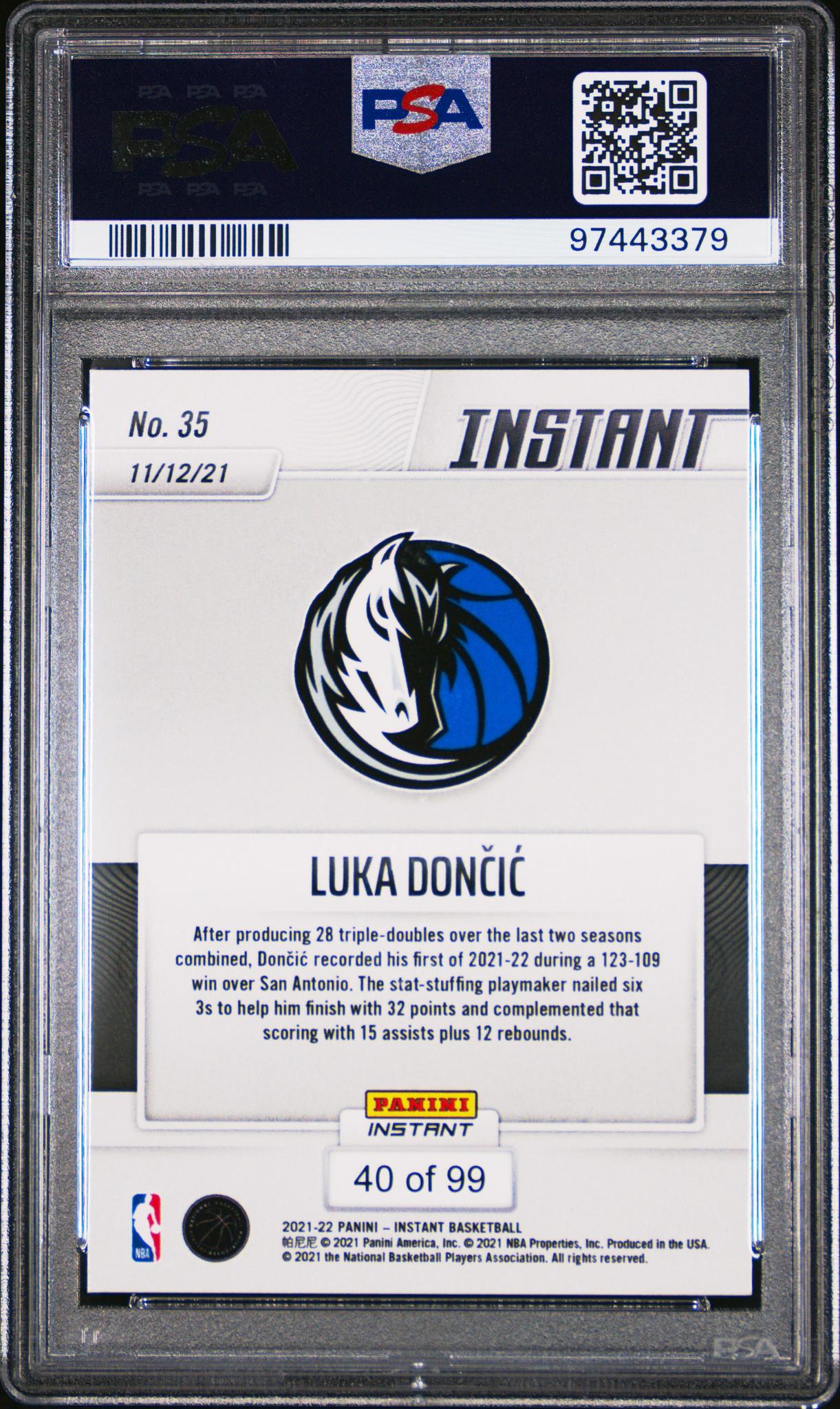 2021 Instant #35 Luka Dončić /99 PSA 10