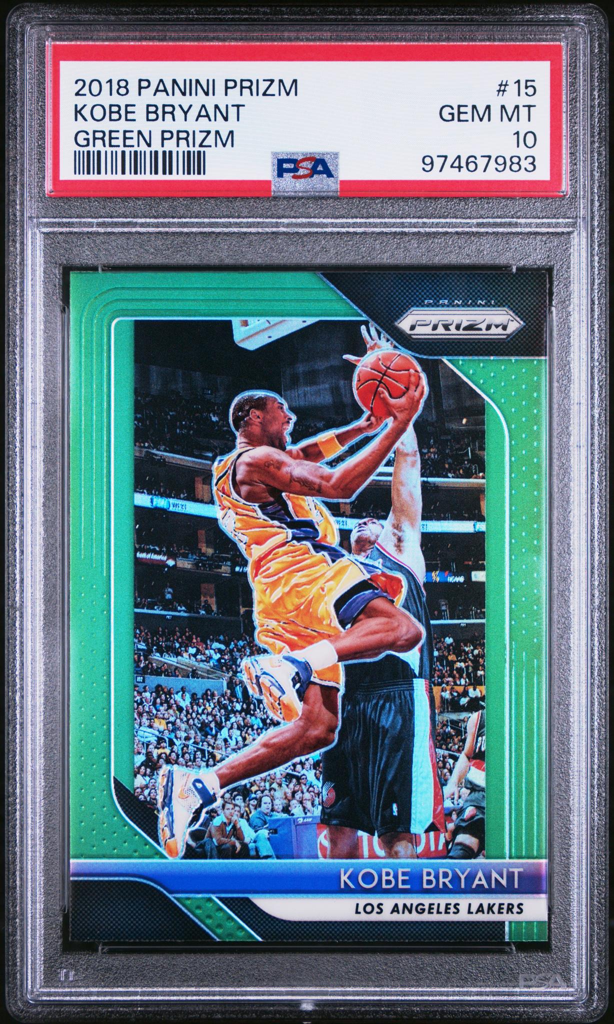 2018 Panini Prizm Green Prizm Kobe Bryant #15 PSA 10