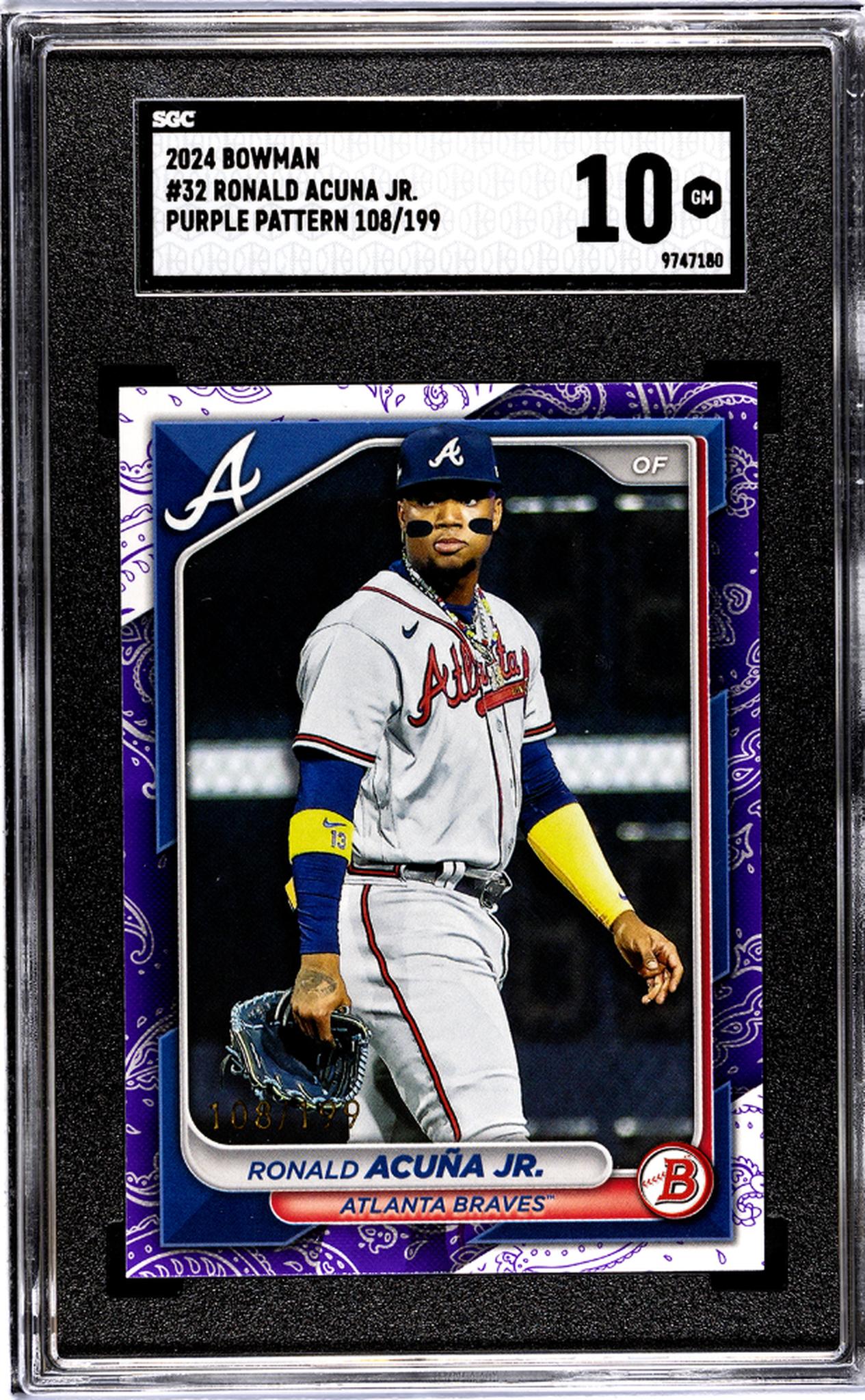 2024 Bowman #32 Ronald Acuna Jr. Purple Pat. /199 SGC 10