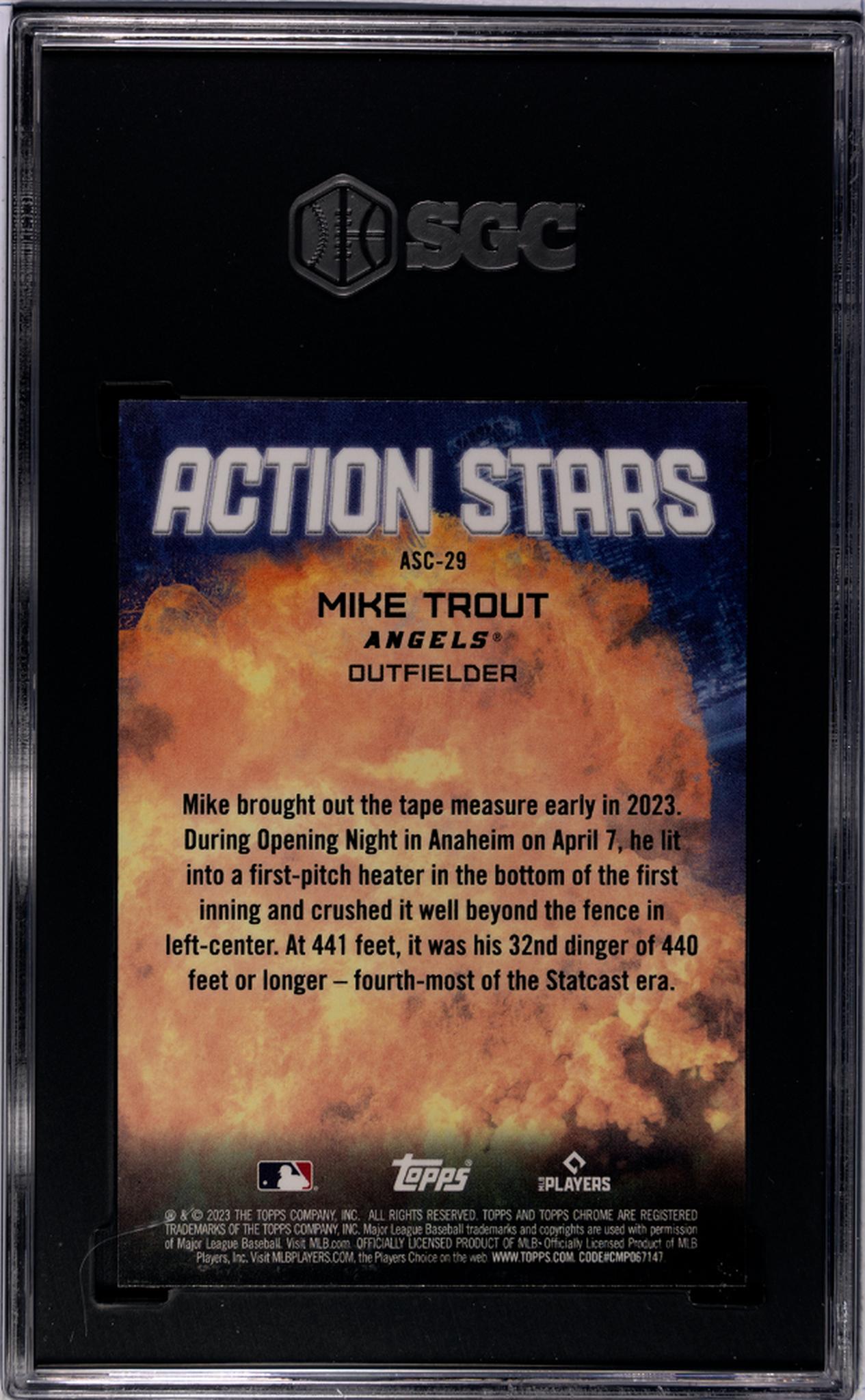 2023 Topps Chrome Update Action Stars Mike Trout #ASC-29 SGC 10
