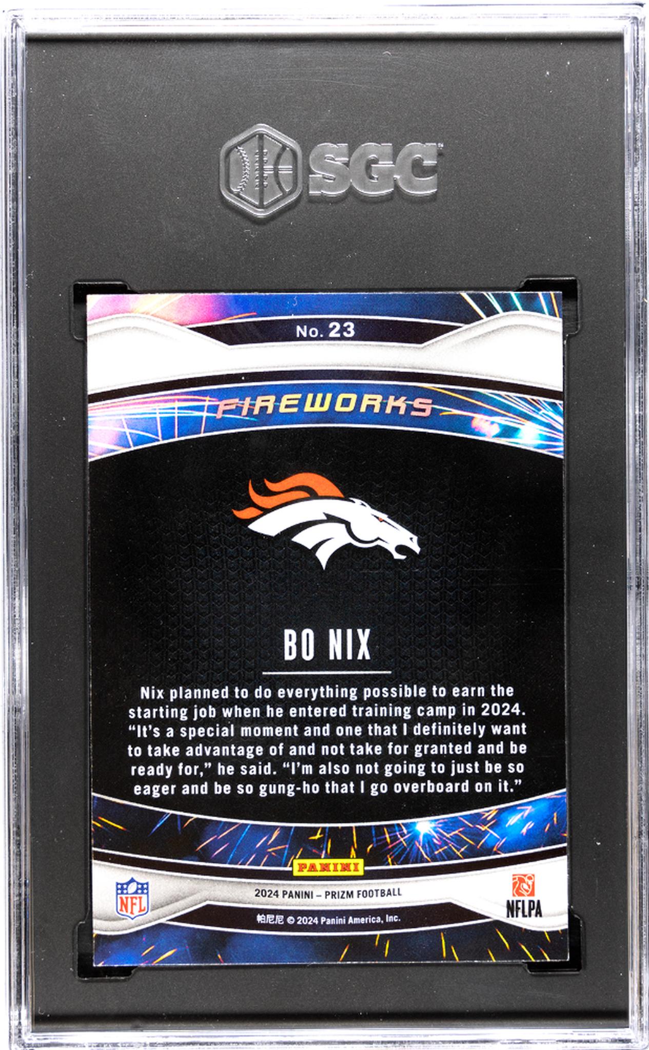 2024 Panini Prizm #23 Bo Nix Fireworks SGC 10