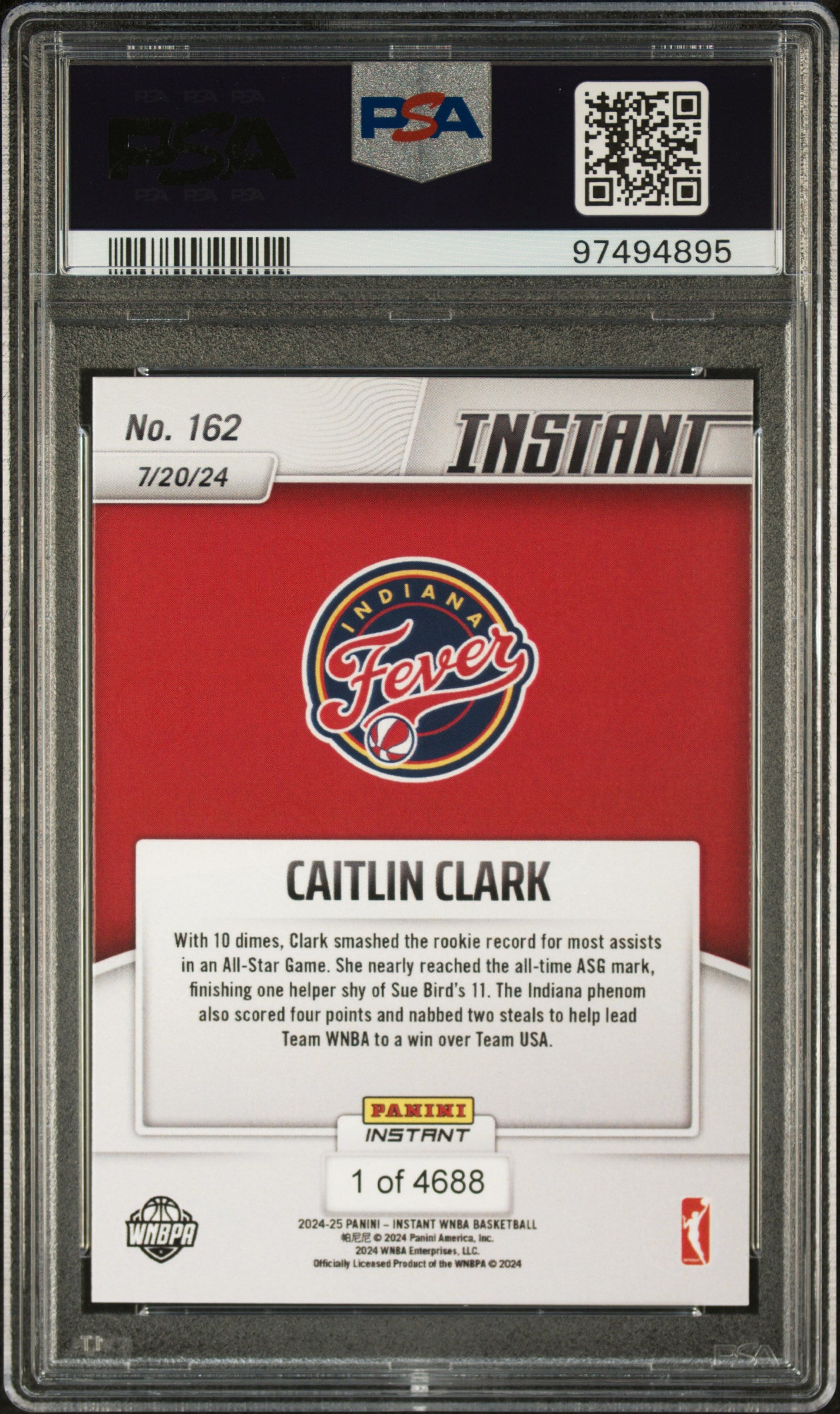 2024 Panini Instant WNBA Caitlin Clark #162 RC PSA 10