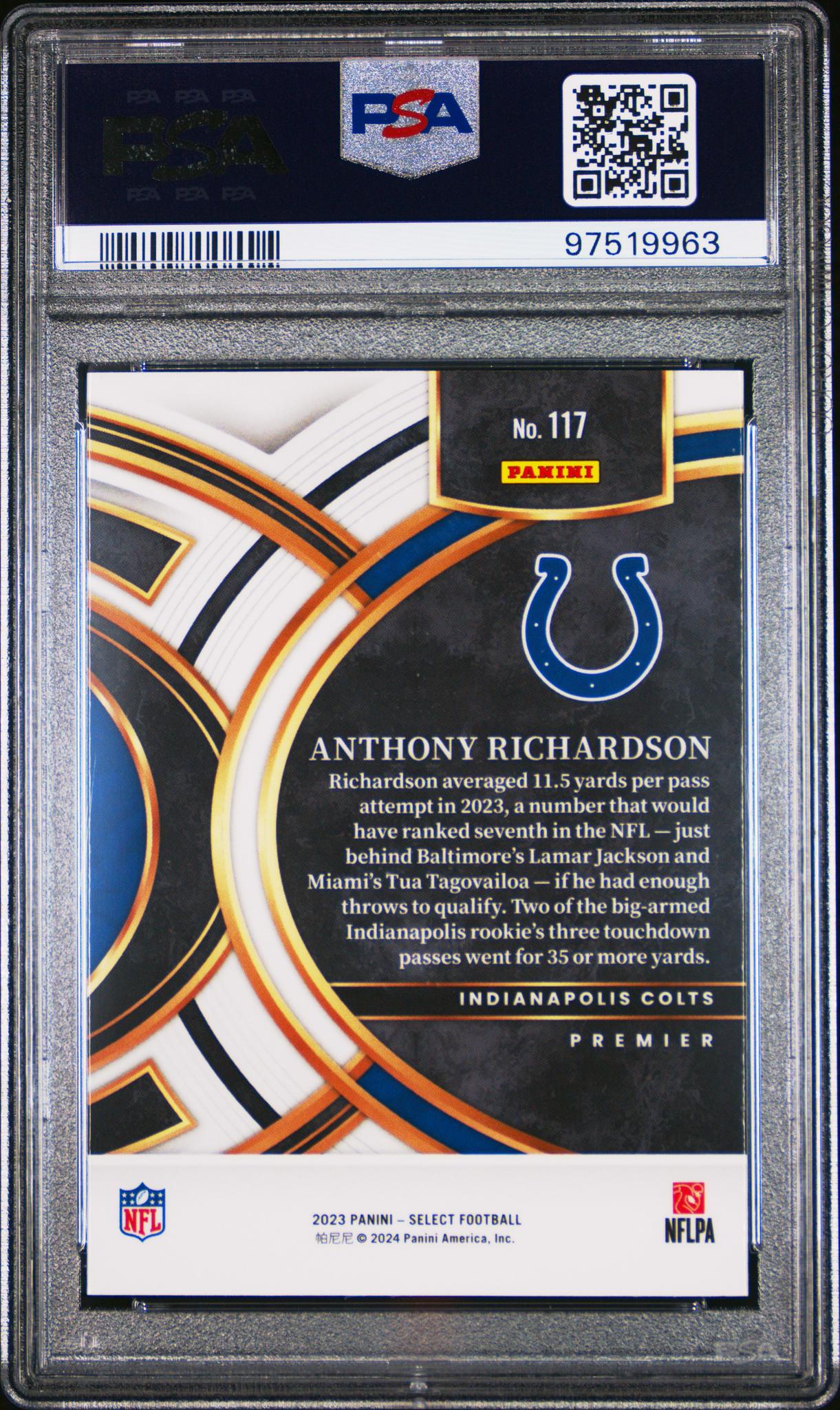 2023 Panini Select Premier Level Anthony Richardson #117 PSA 10