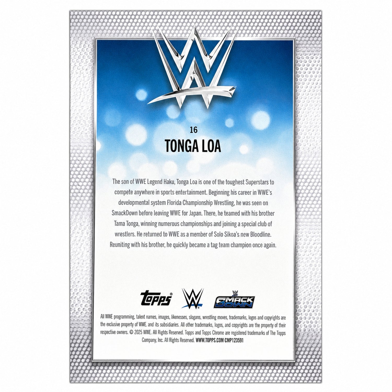2026 Topps Chrome #16 Tonga Loa FrozenFractor -4/0 SSP