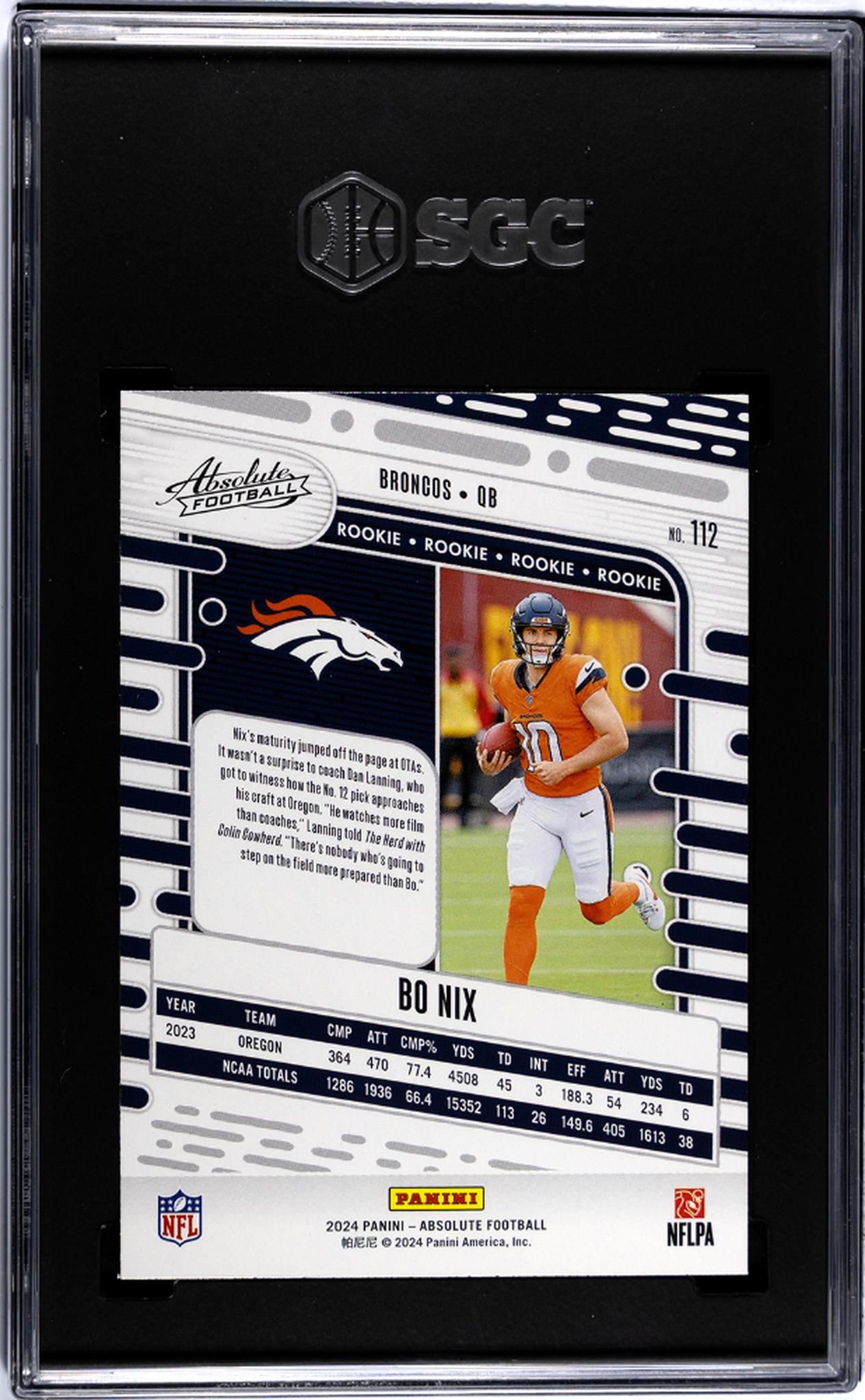 2024 Panini Absolute #112 Bo Nix Retail SGC 9.5